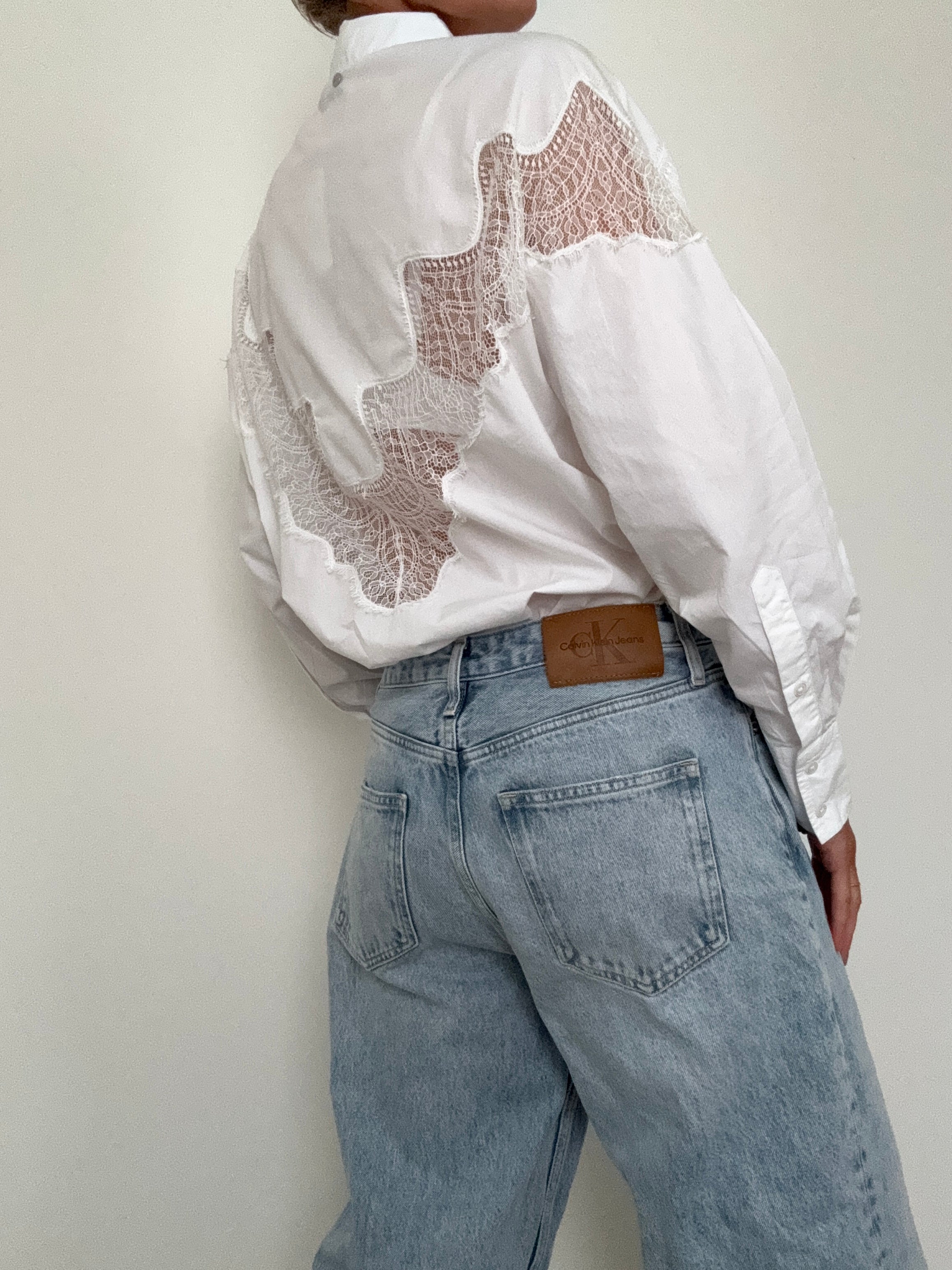 Hugo Boss Tops Oversized Fit Blouse Lace Motif