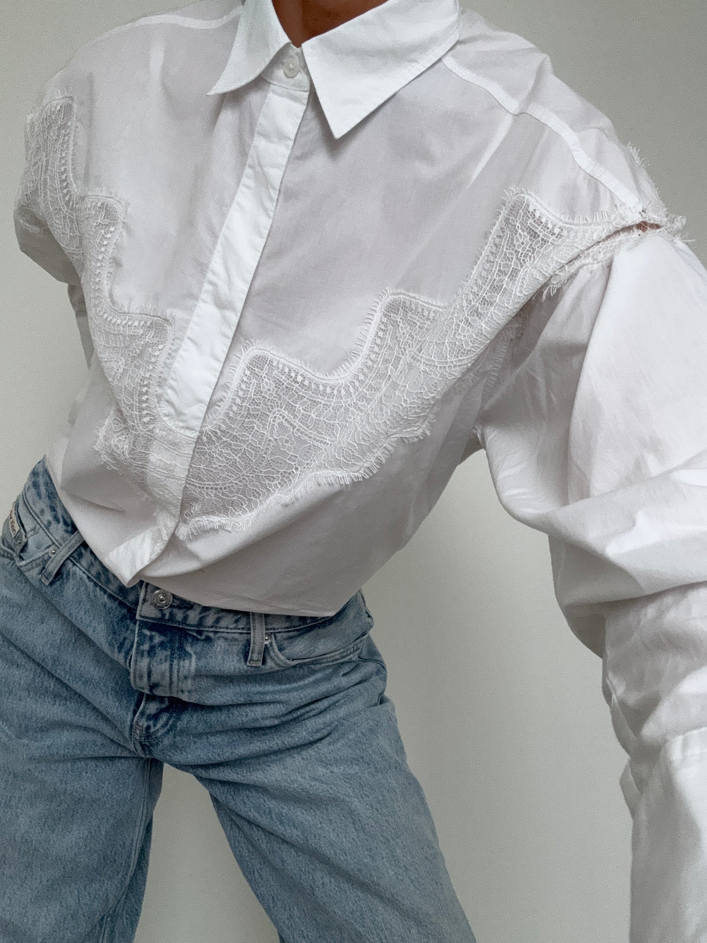 Hugo Boss Tops Oversized Fit Blouse Lace Motif