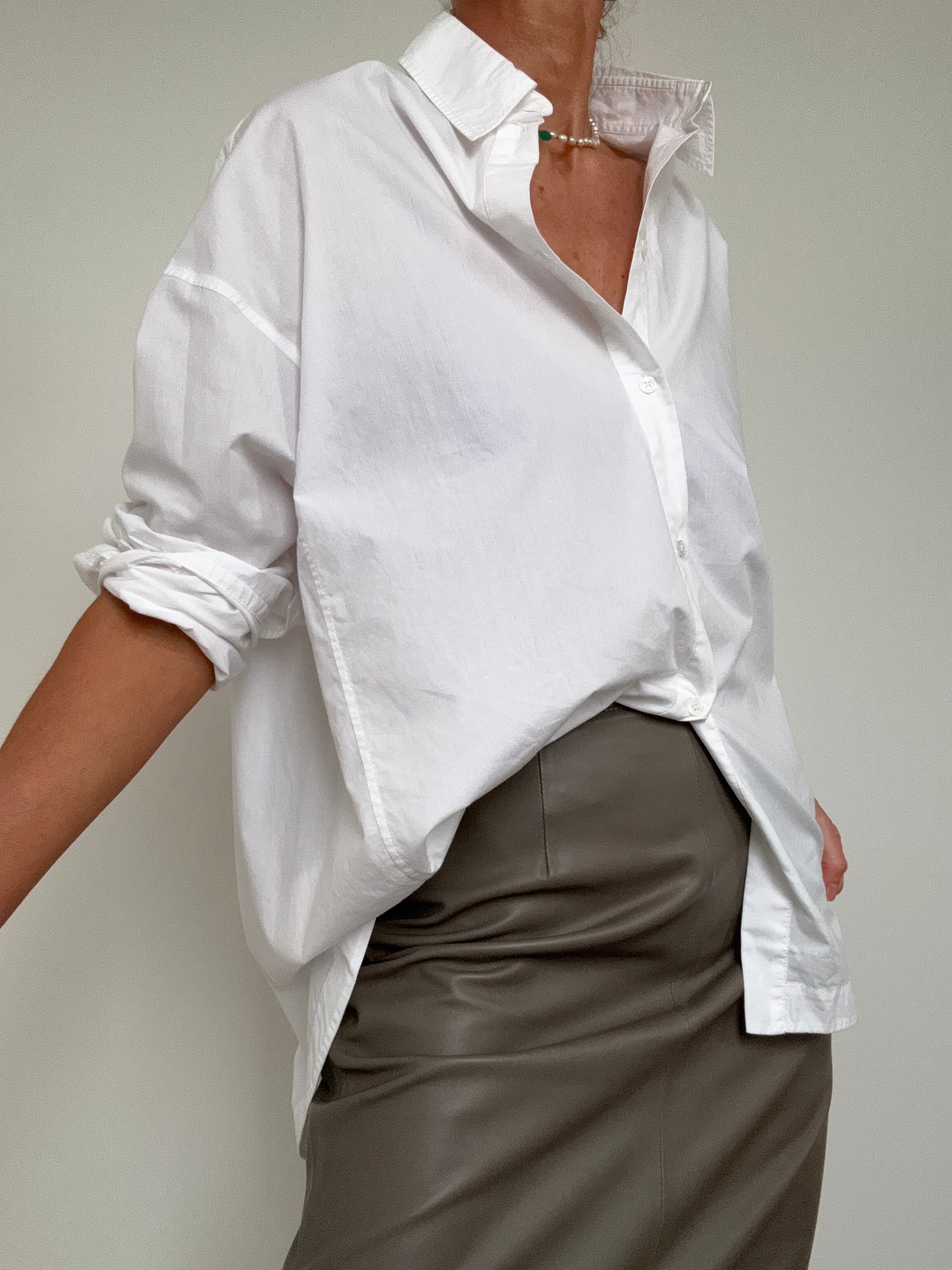 Oversized White Cotton Shirt | Tops