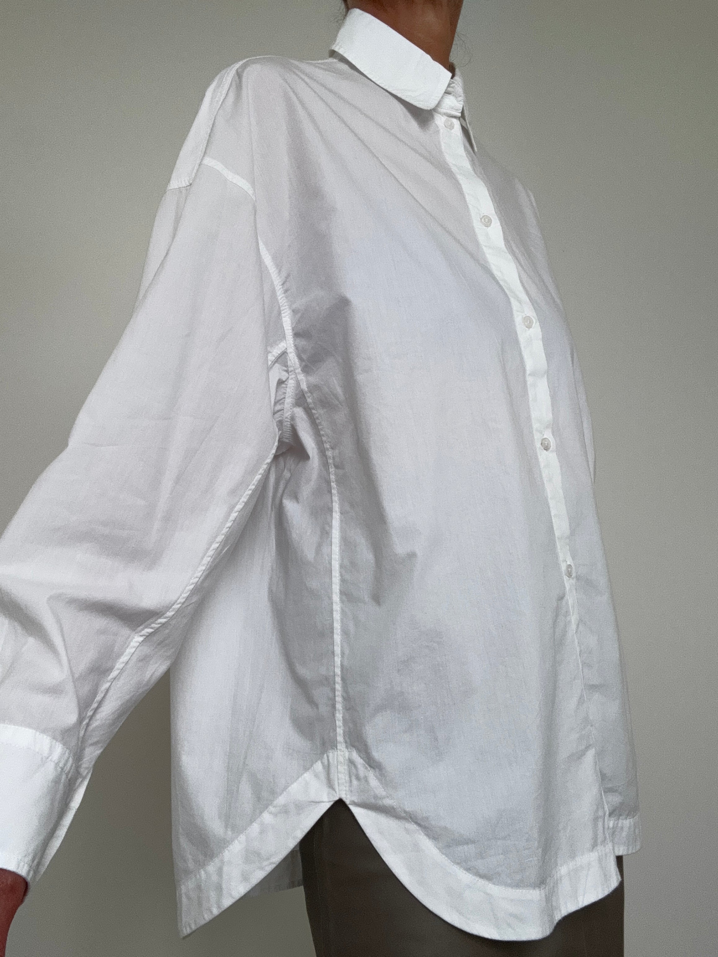 Oversized White Cotton Shirt | Tops