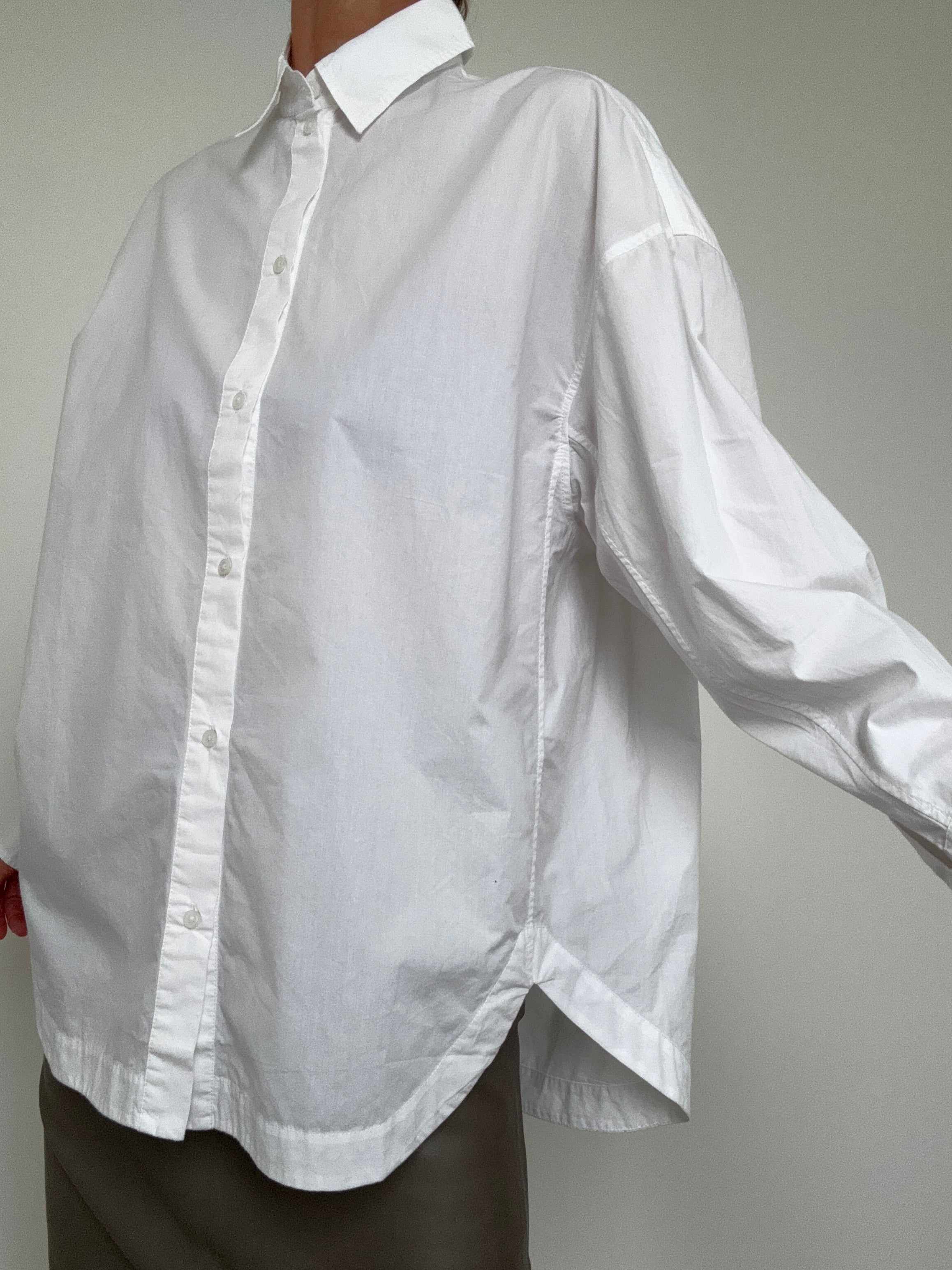 Oversized White Cotton Shirt | Tops