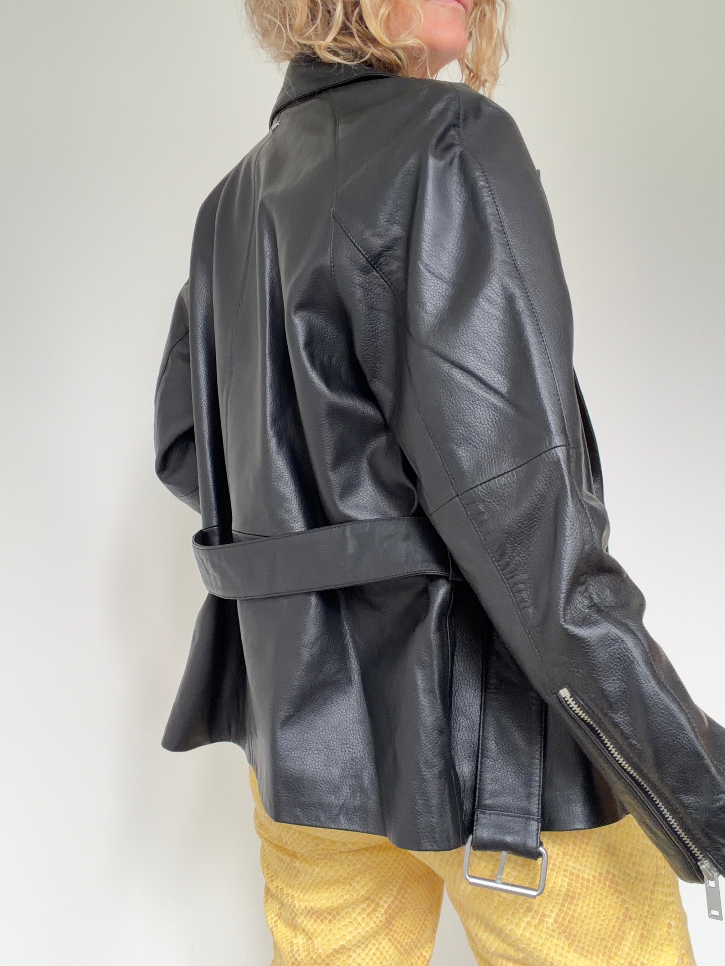 IKKS Jackets Small Grained Leather Oversized Biker Jacket