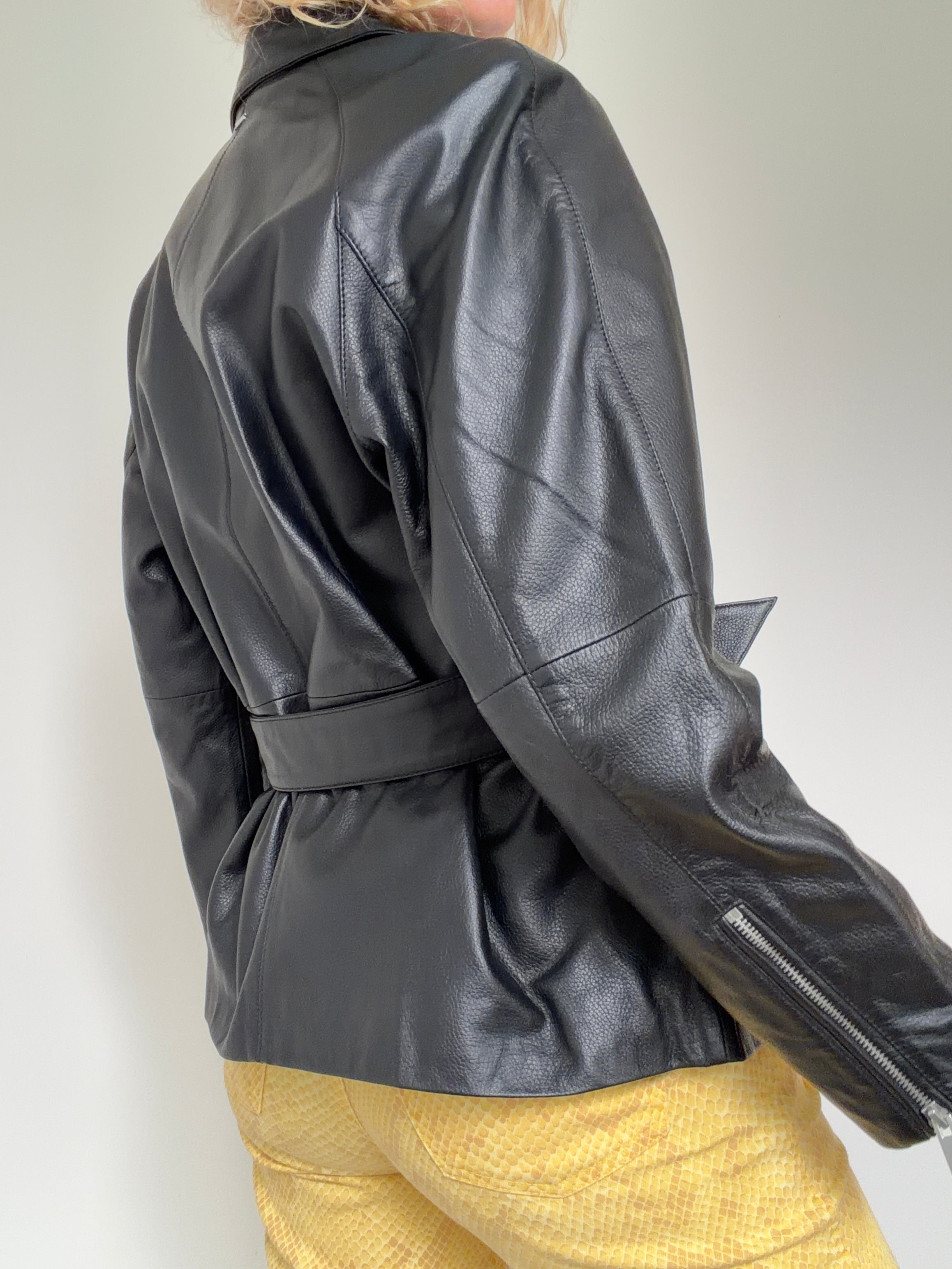 IKKS Jackets Small Grained Leather Oversized Biker Jacket