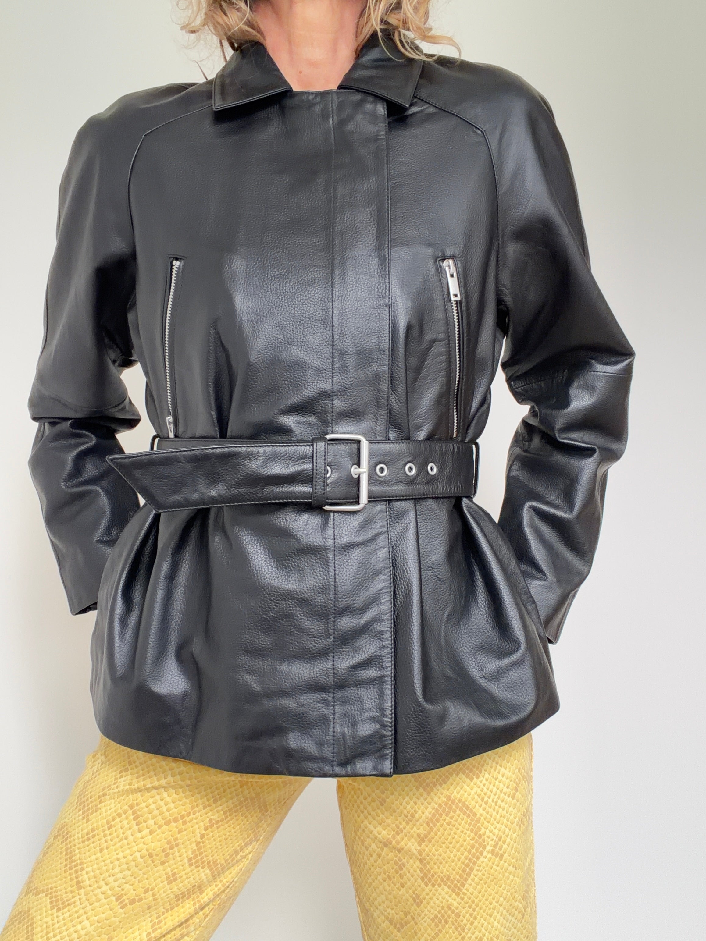 IKKS Jackets Small Grained Leather Oversized Biker Jacket