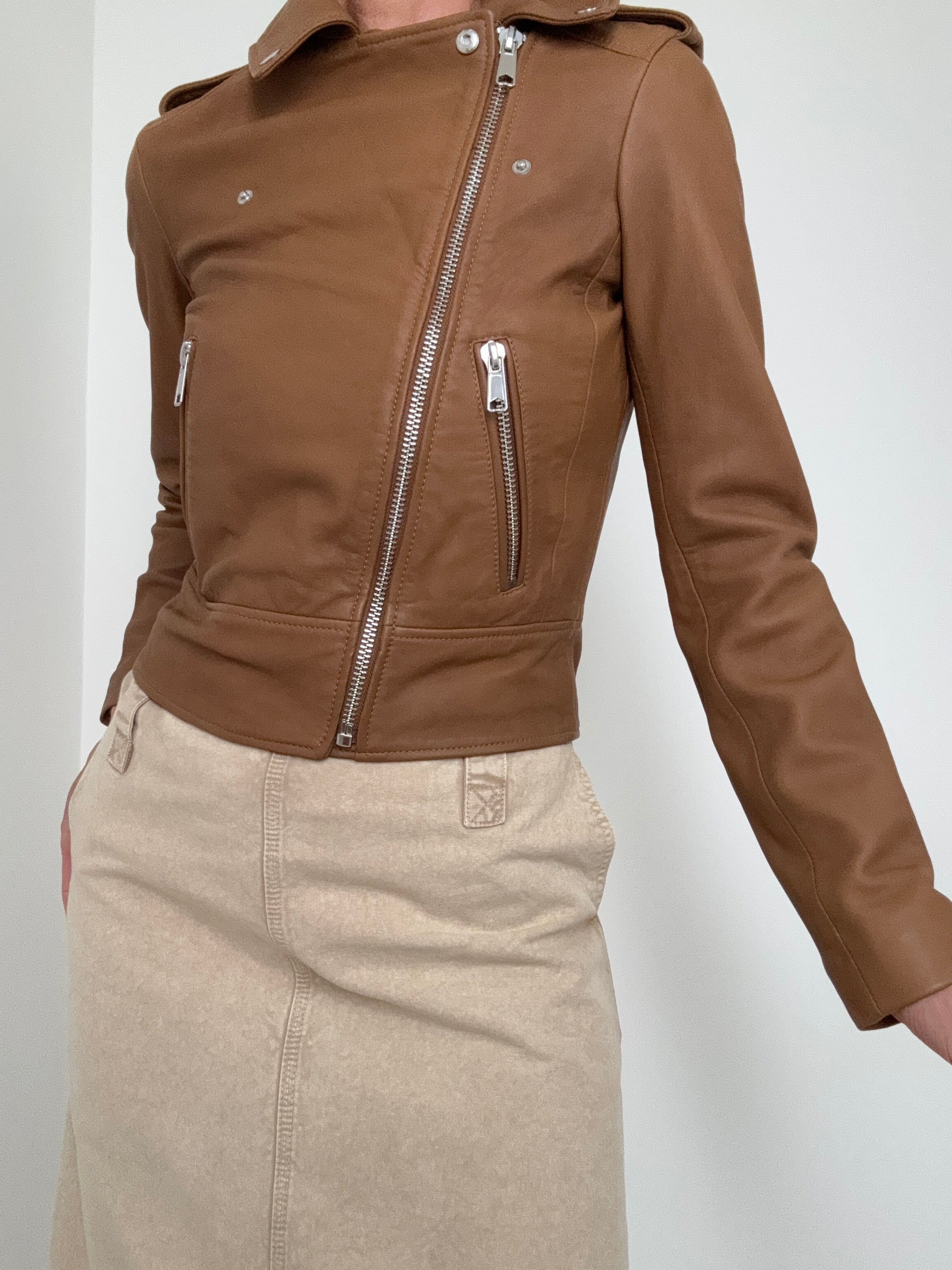 Soft Leather Tan Biker Jacket | Jackets