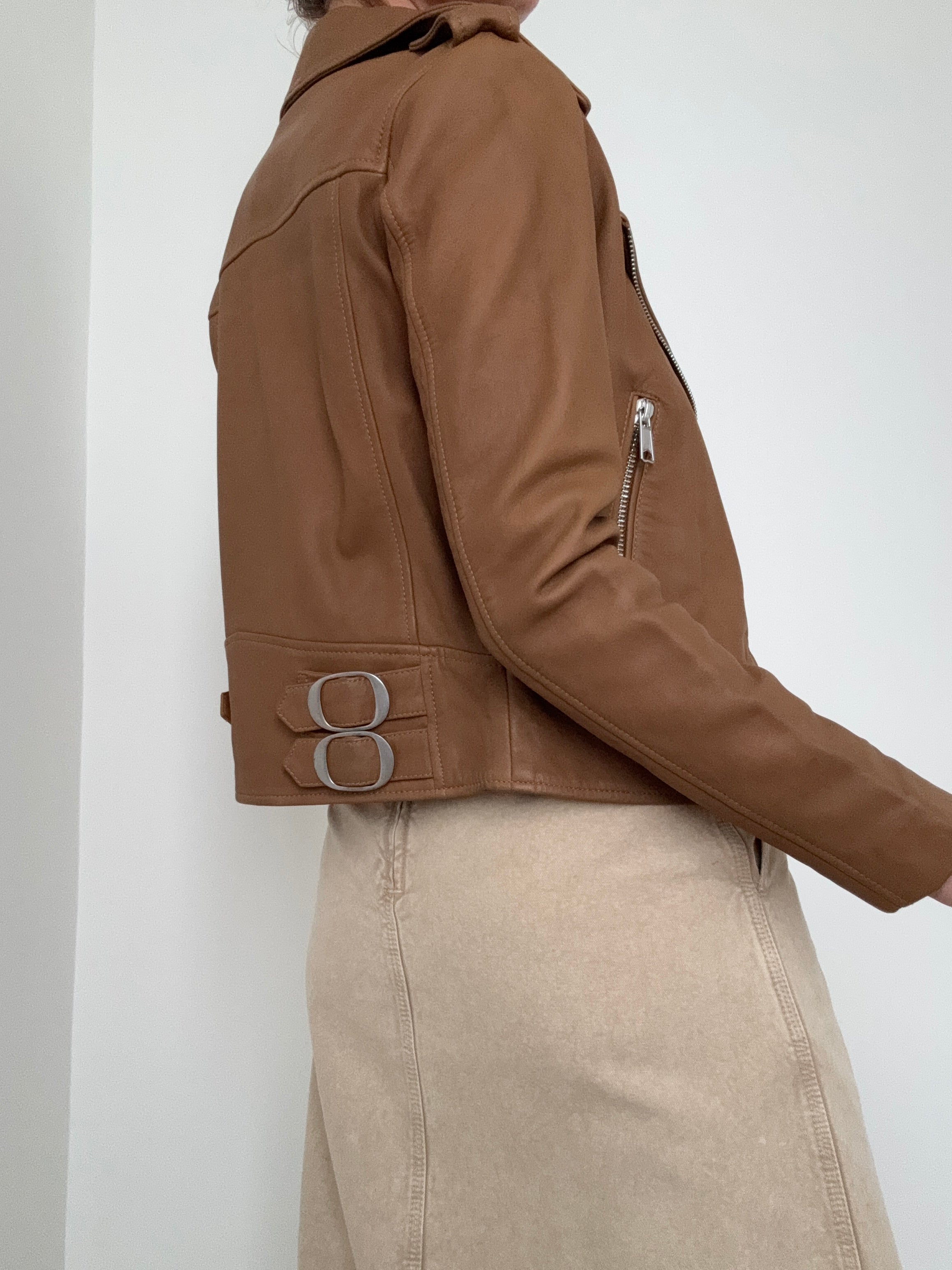 Soft Leather Tan Biker Jacket | Jackets