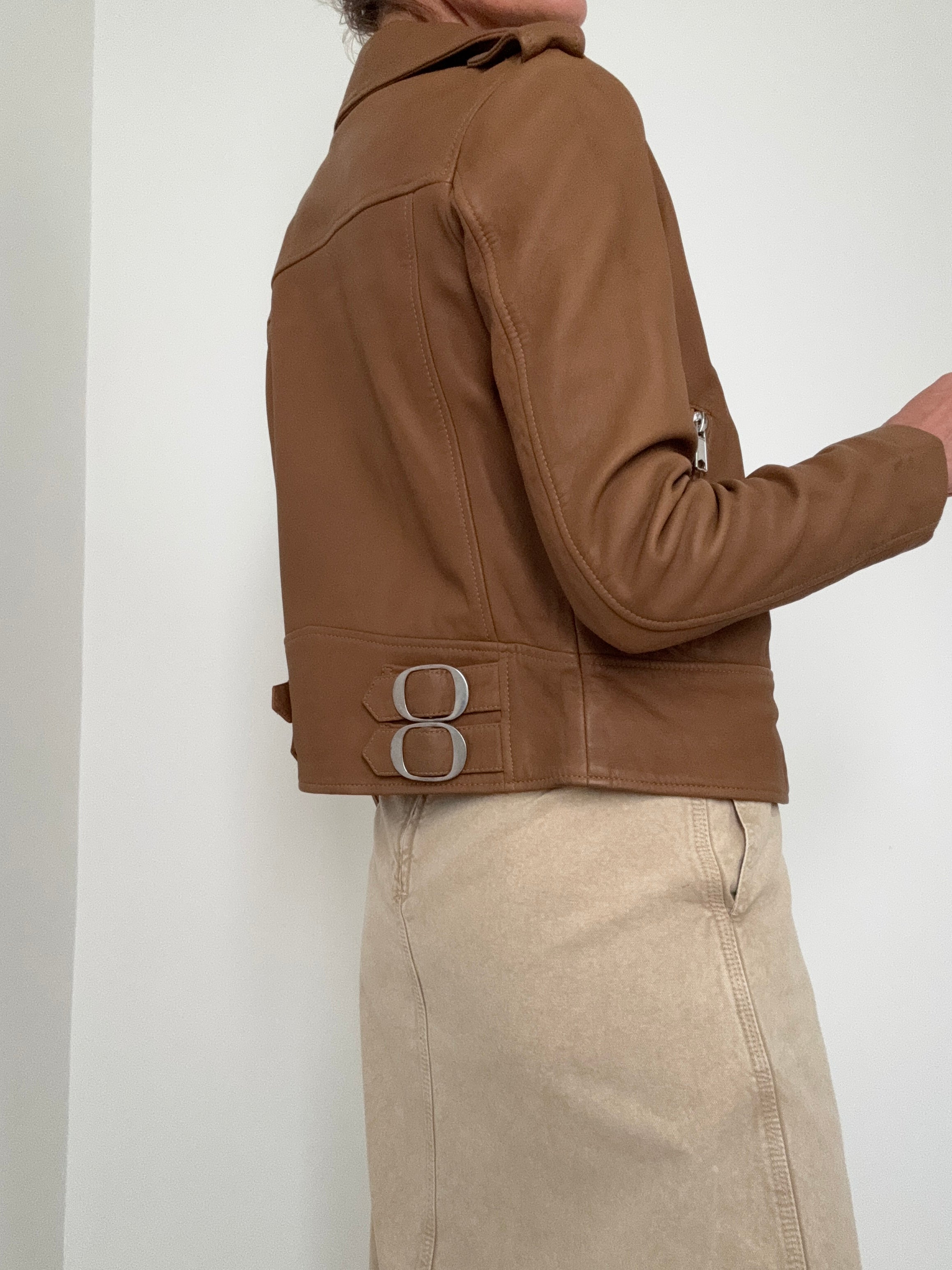 Soft Leather Tan Biker Jacket | Jackets