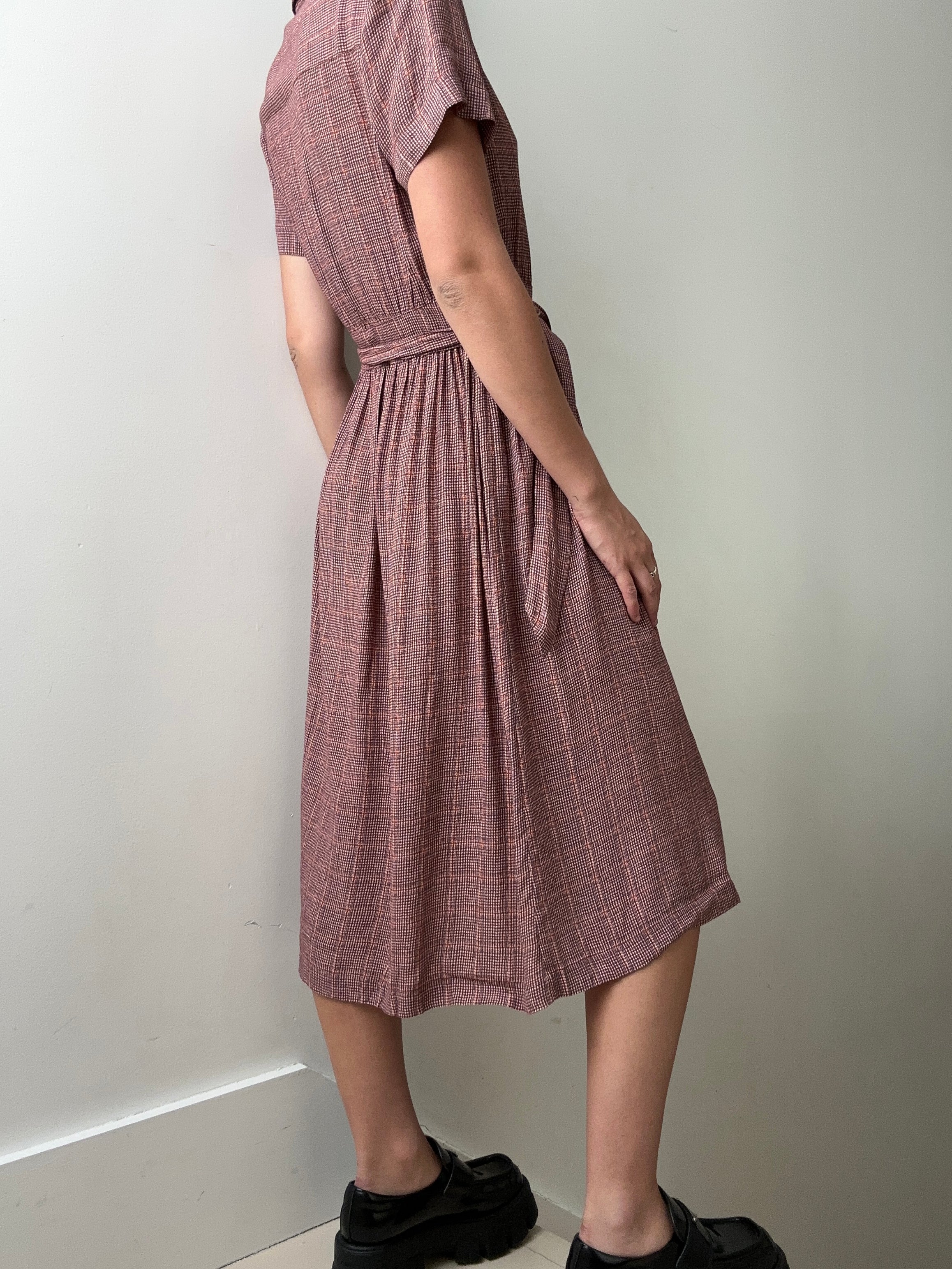 Indi & Cold Dresses Indi & Cold Terracota Checked Shirtdress