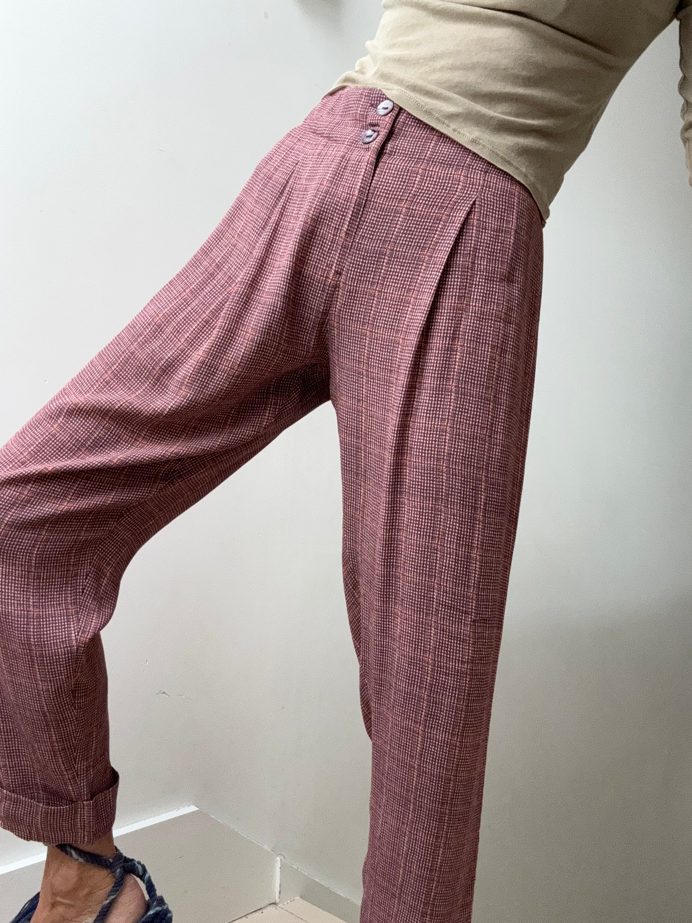 Indi & Cold Terracota Checked Pants | Pants