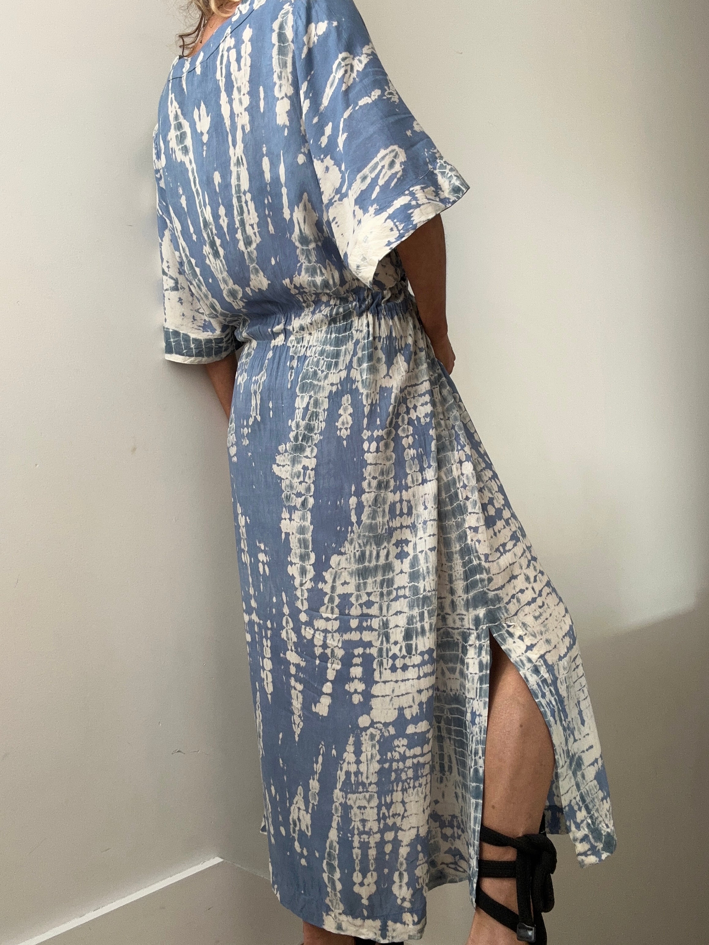 Indiska Dresses Noomi Kaftan Dress Blue Tie Dye