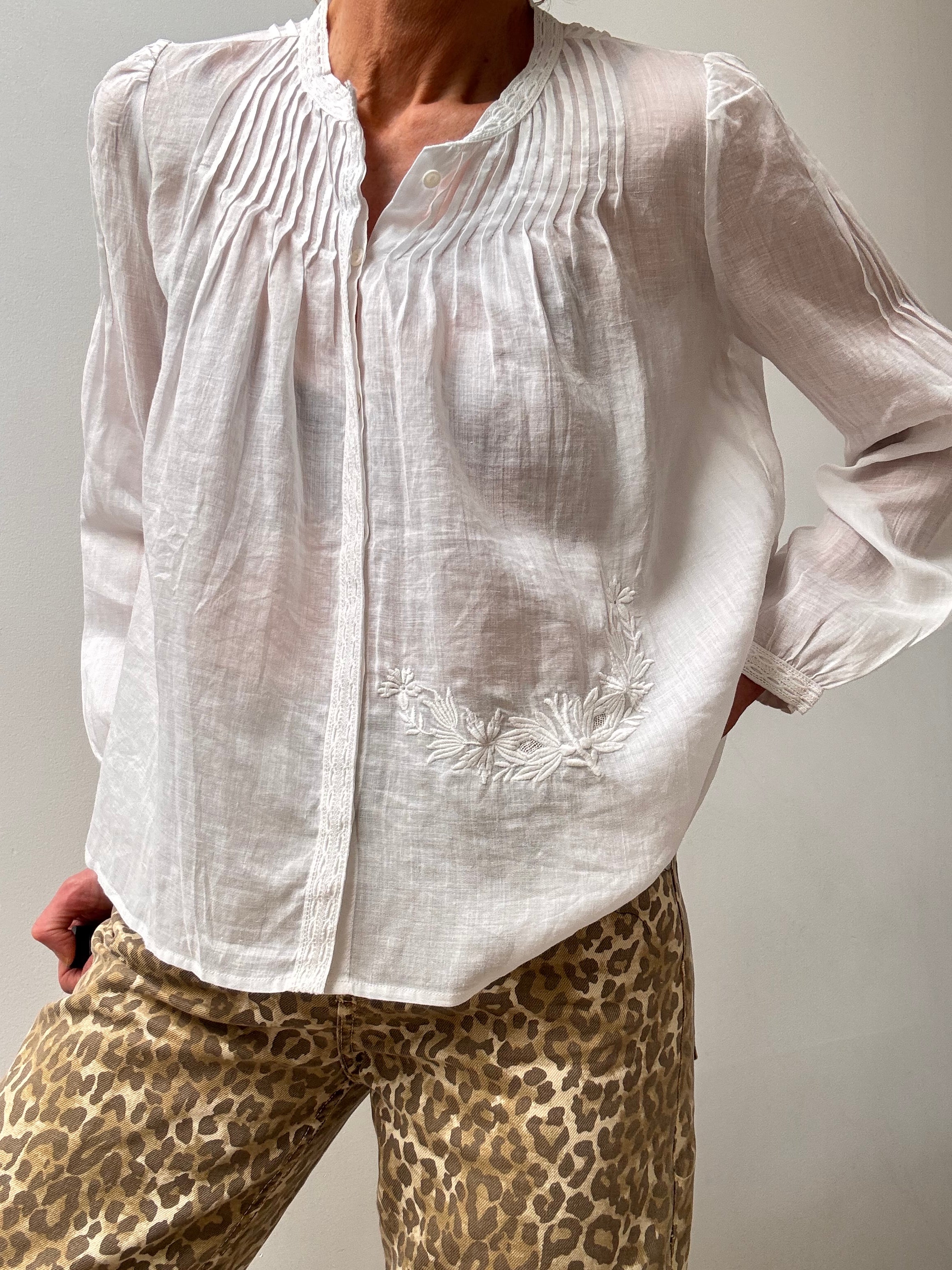 Isabel Marant Shirts Pintuck Floral White Shirt