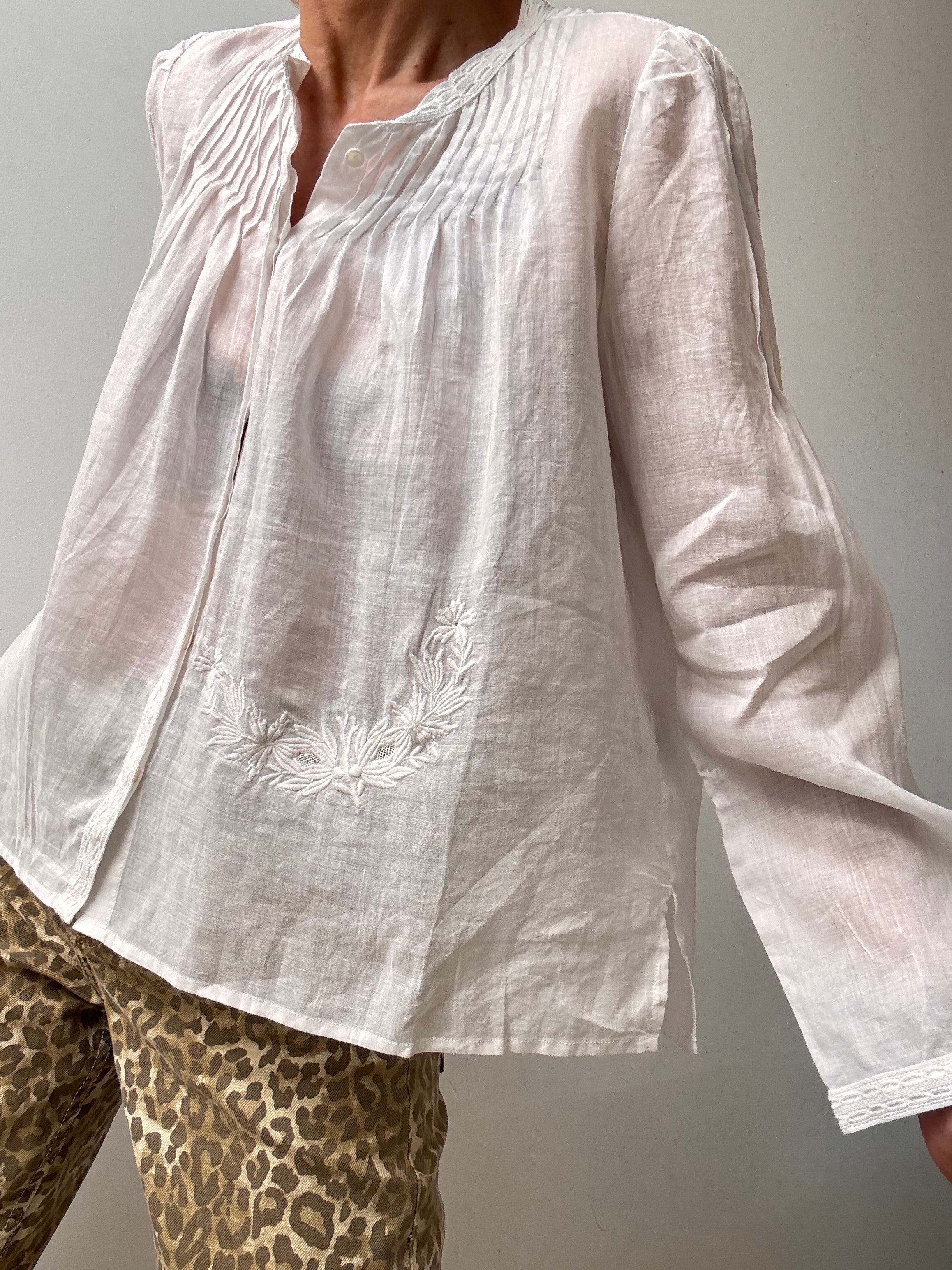 Isabel Marant Shirts Pintuck Floral White Shirt