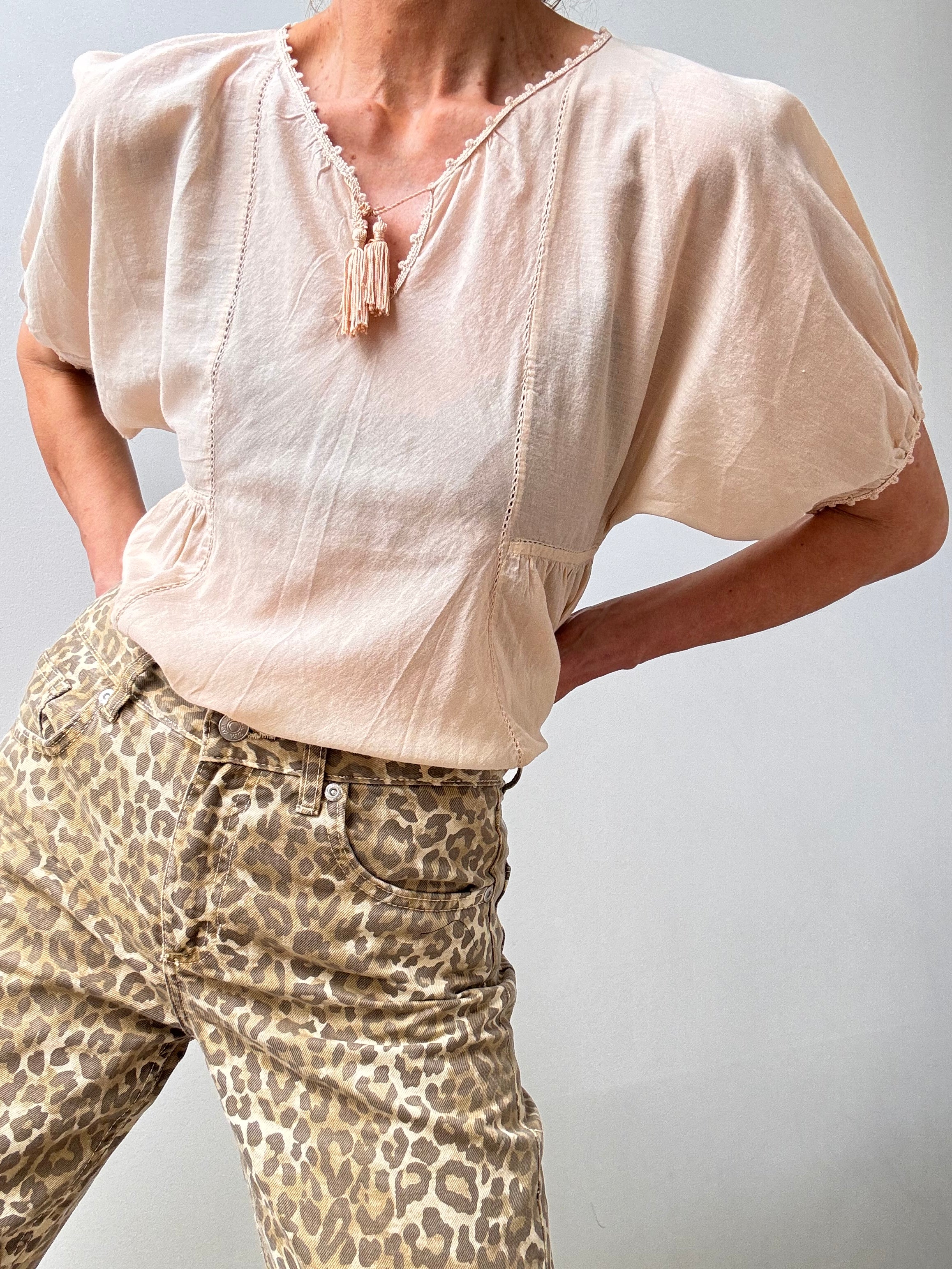 Isabel Marant Tops Small Peach Cotton Voile Top