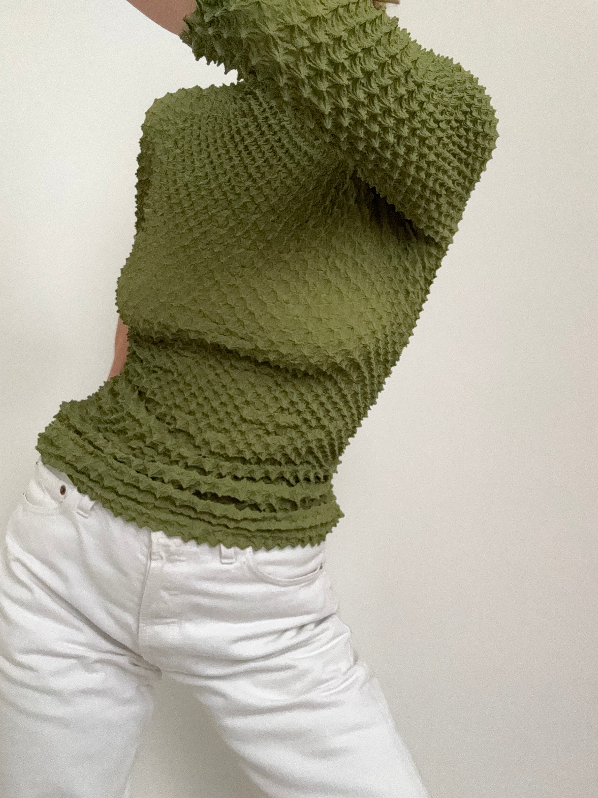 Vintage Sage Green Bubble Top | Tops
