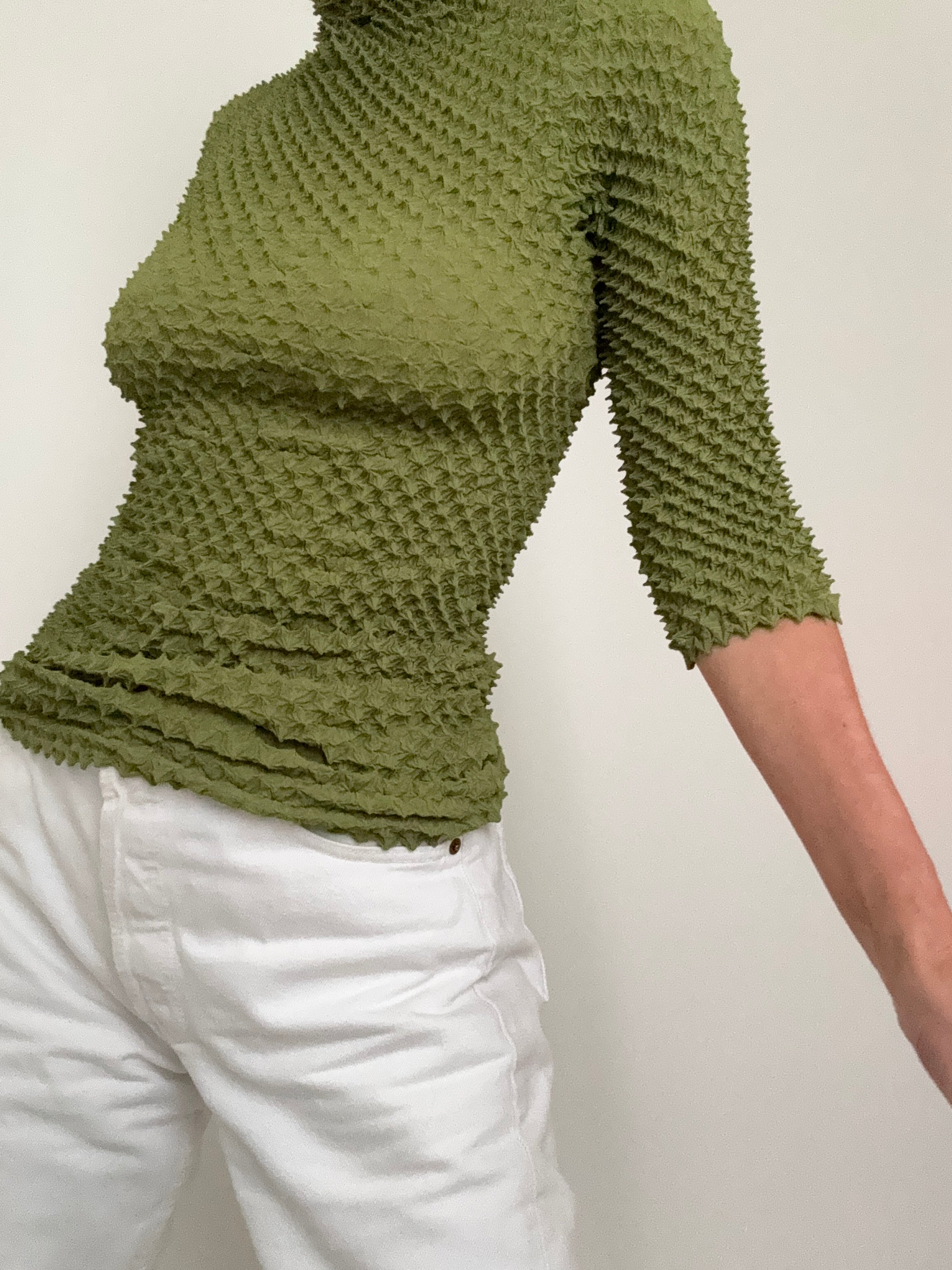 Vintage Sage Green Bubble Top | Tops