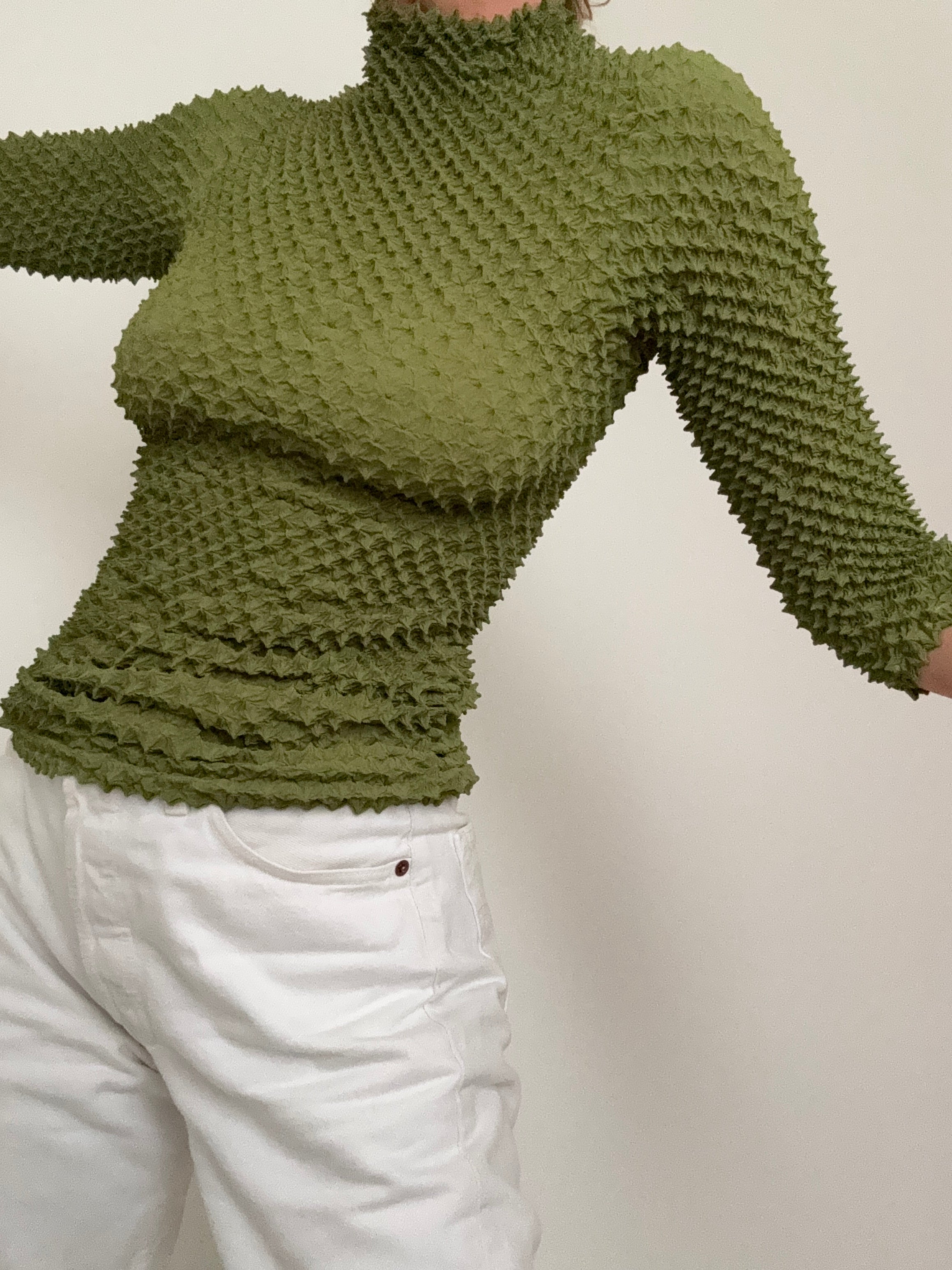 Vintage Sage Green Bubble Top | Tops