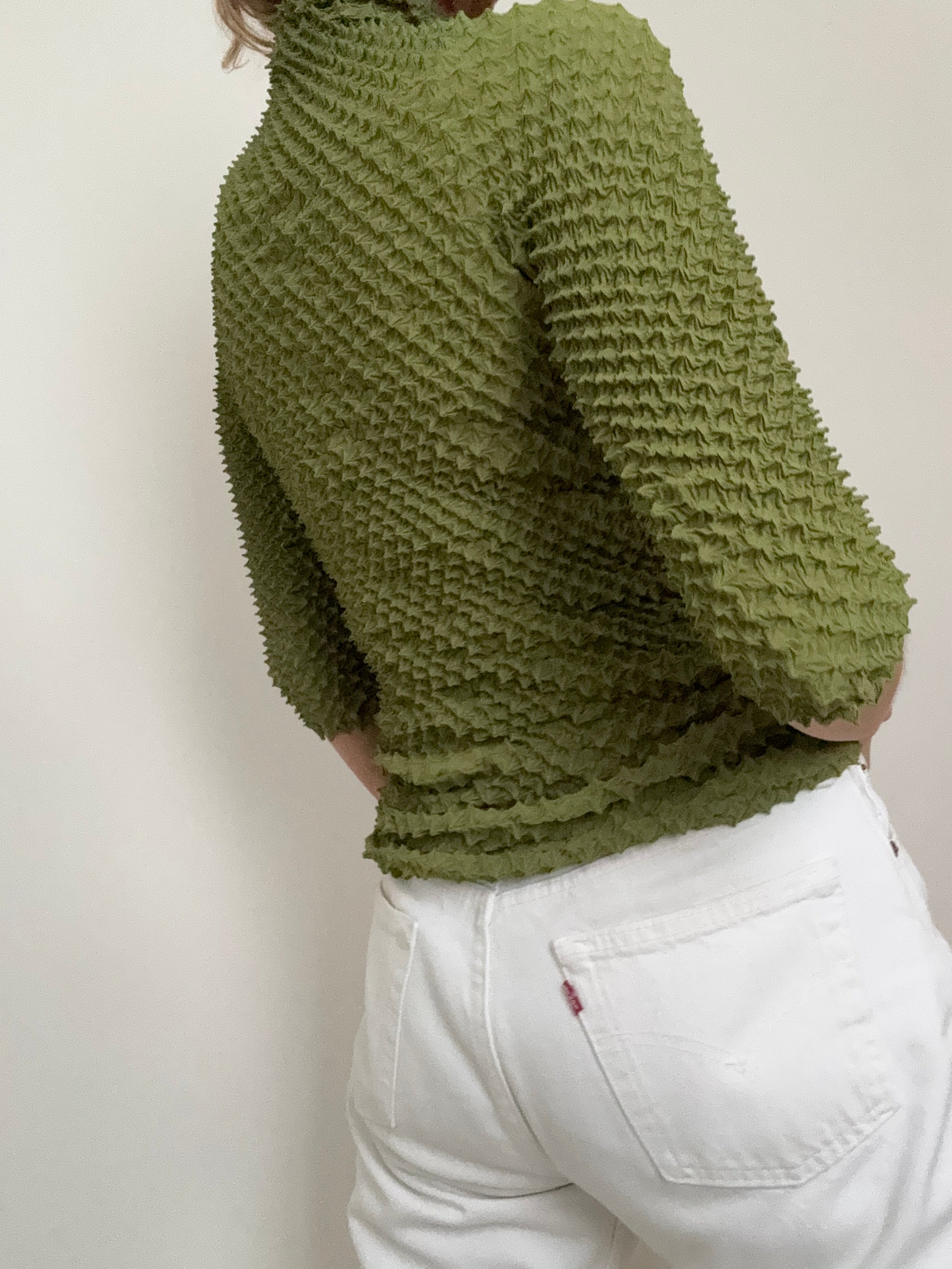 Vintage Sage Green Bubble Top | Tops