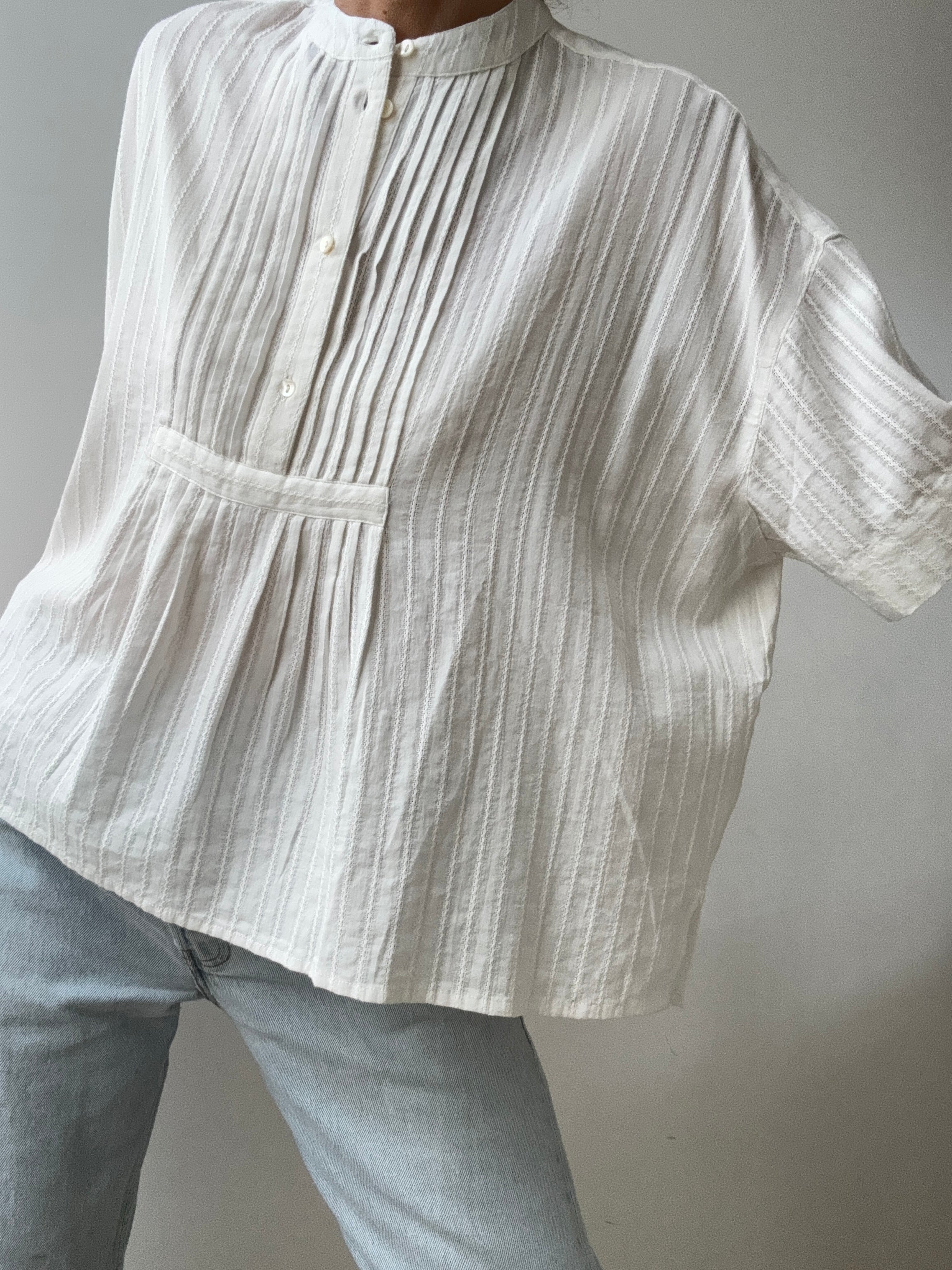 Jodhpur Dobby Blouse Cream | Shirts