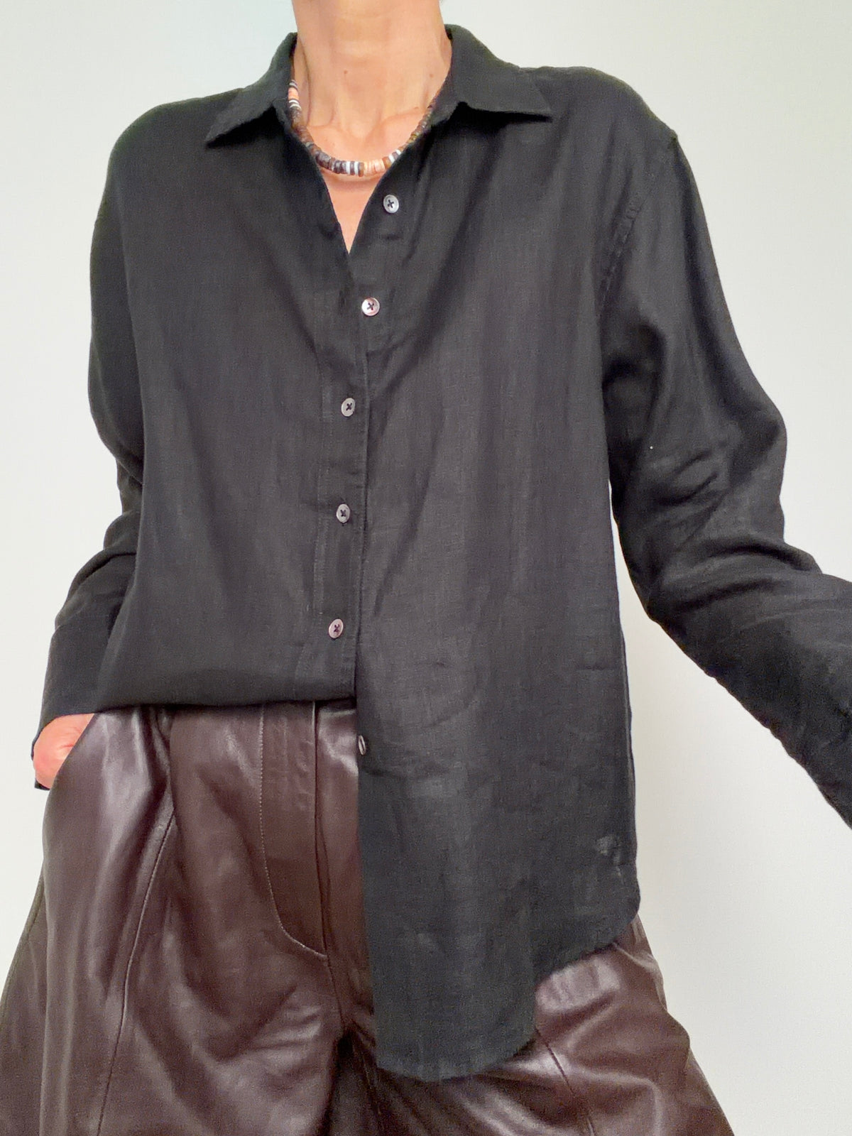 Linen Oversized Shirt Black