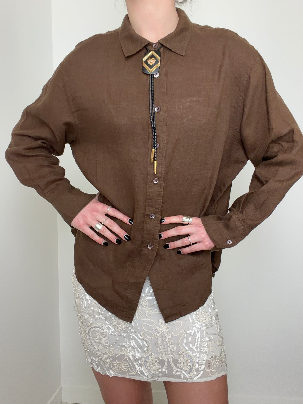 Linen Oversized Shirt Tobacco