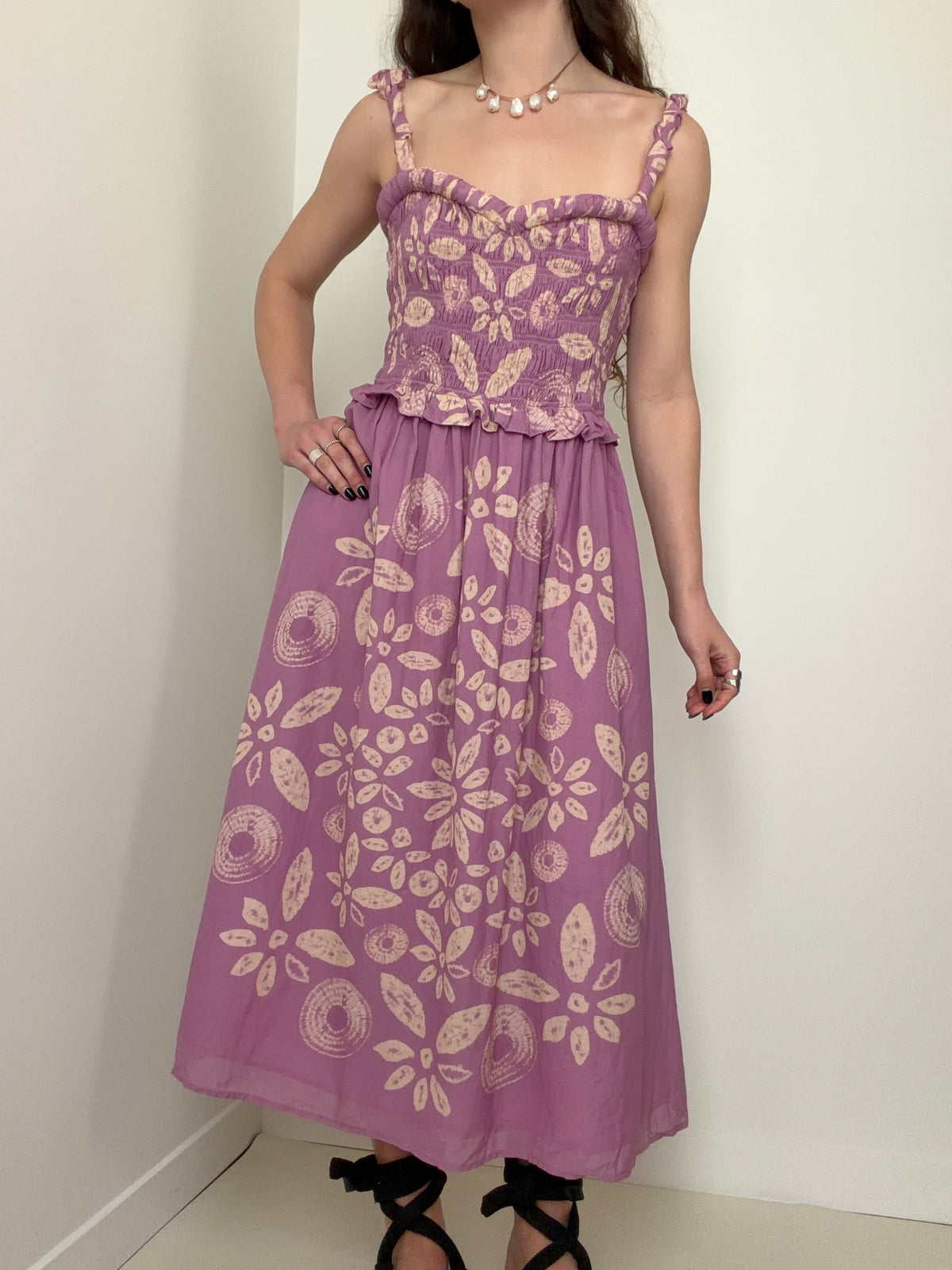 Lilac Batik Midi Dress