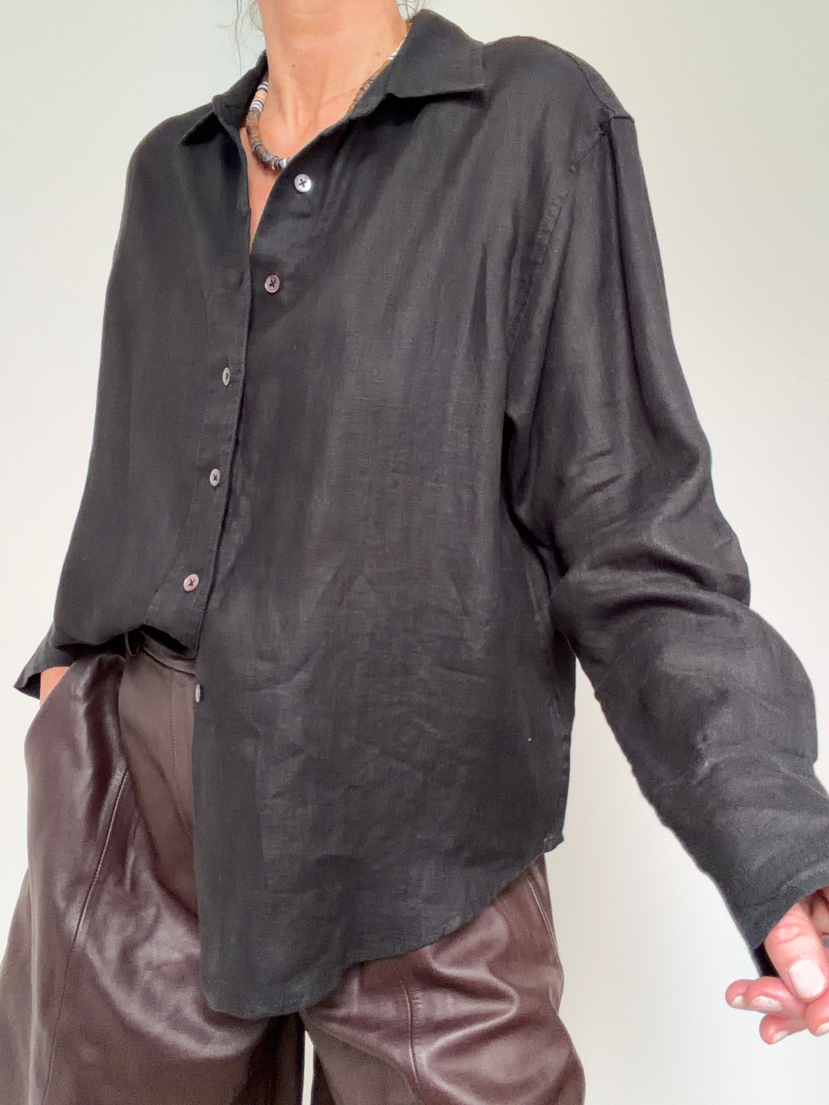 Linen Oversized Shirt Black
