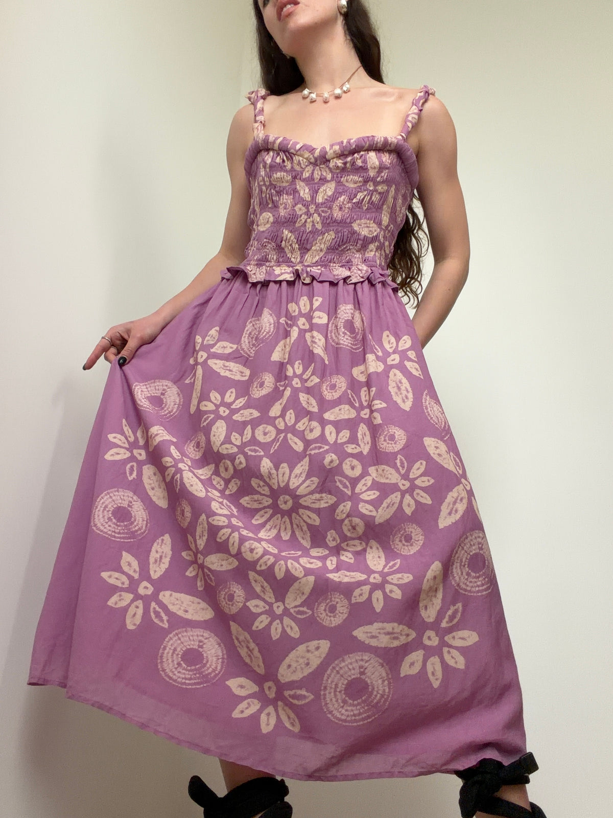 Lilac Batik Midi Dress