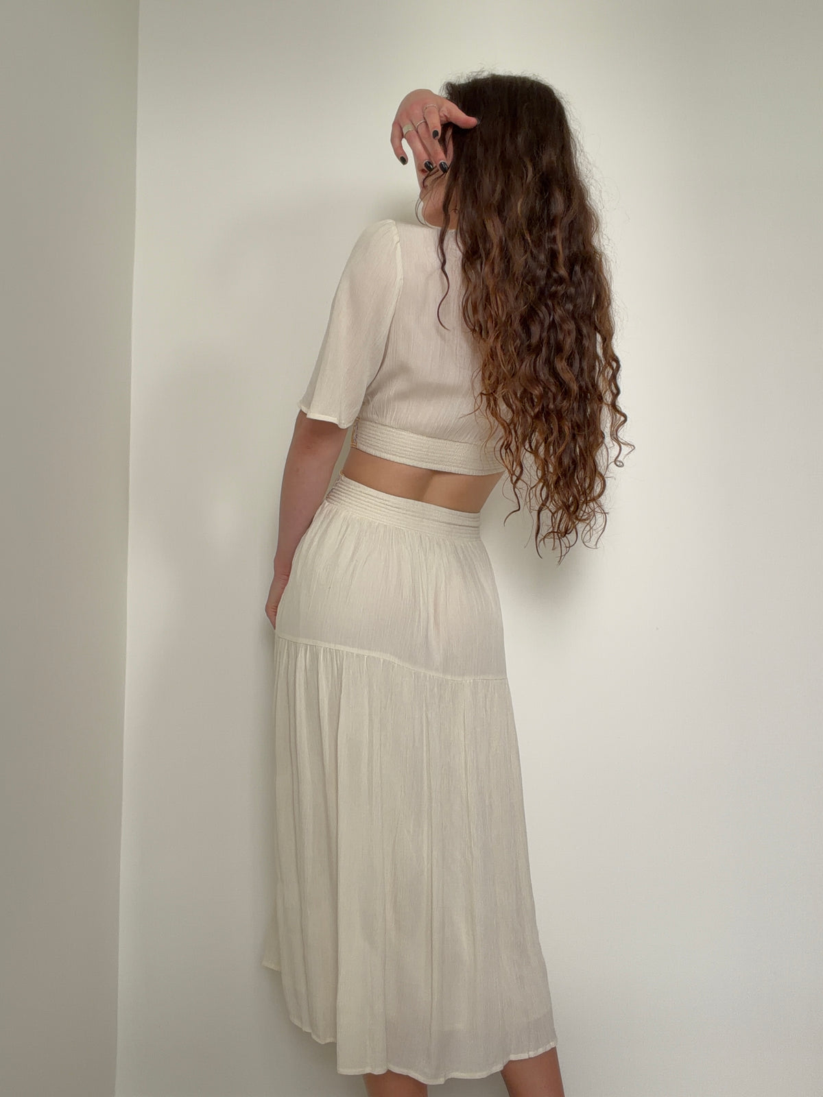 Ivory Embroidered Cutout Maxi