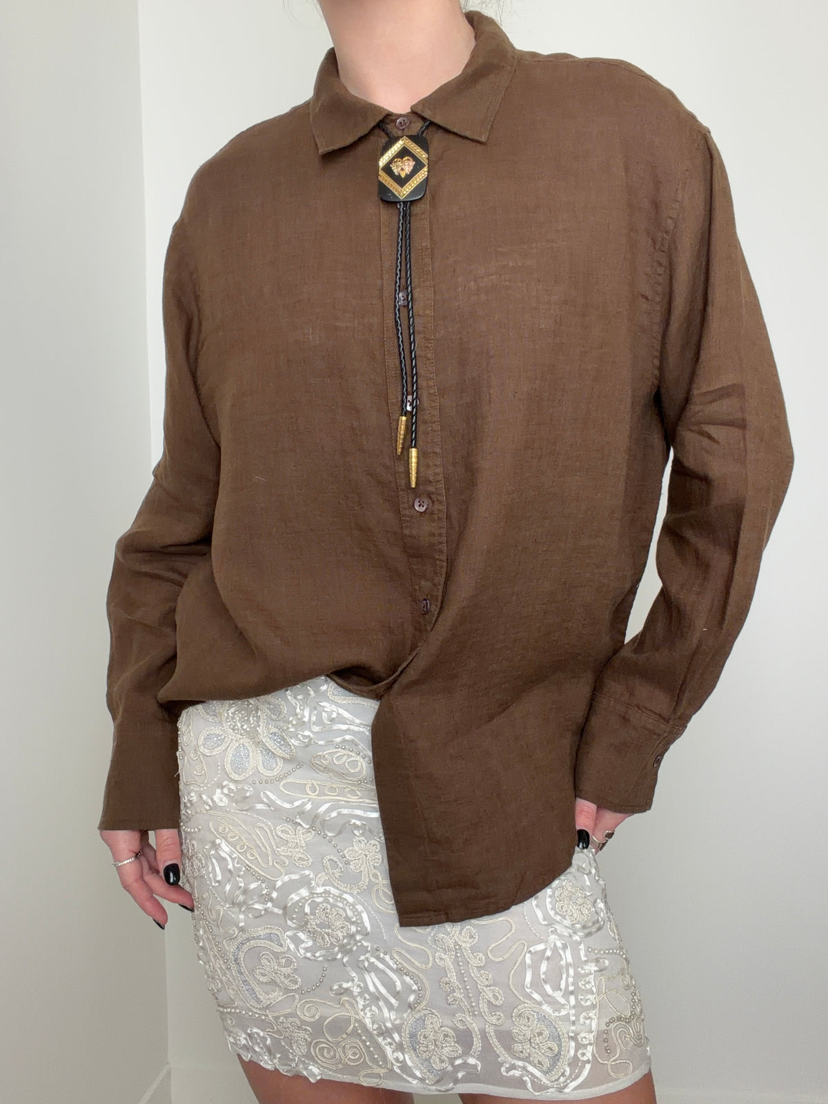 Linen Oversized Shirt Tobacco
