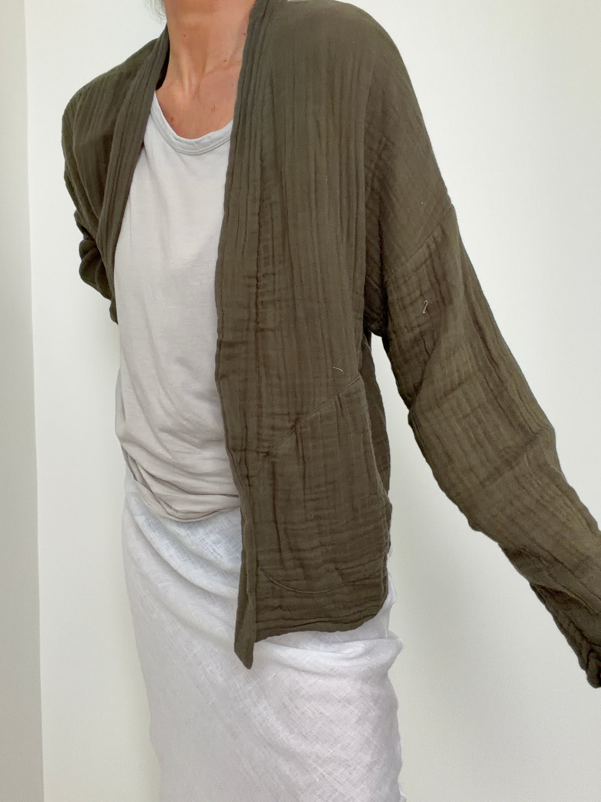 Gauze Kimono Kahki