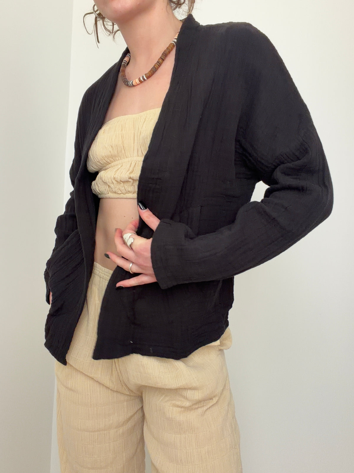 Gauze Kimono Black