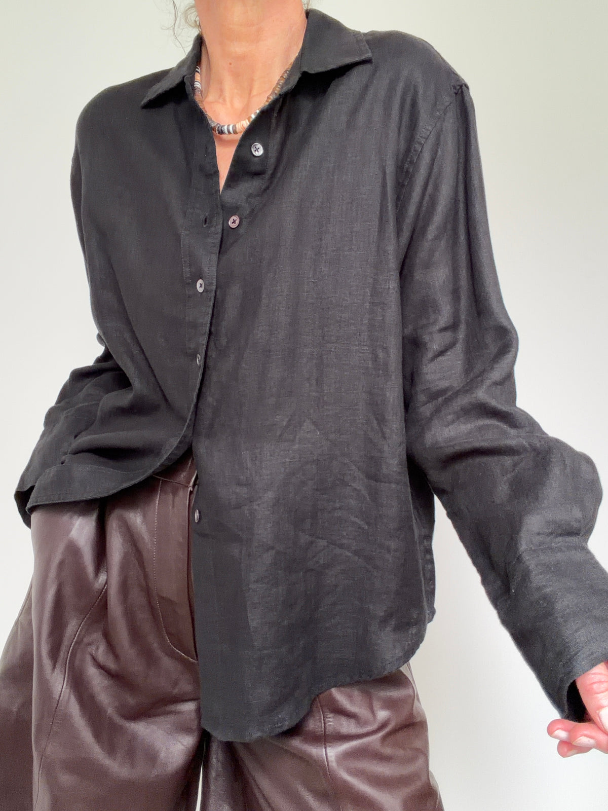 Linen Oversized Shirt Black
