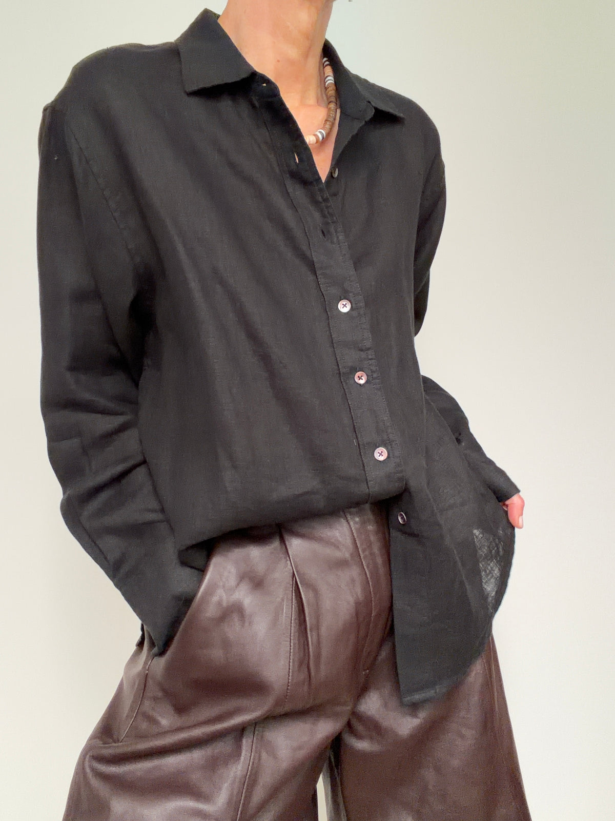 Linen Oversized Shirt Black