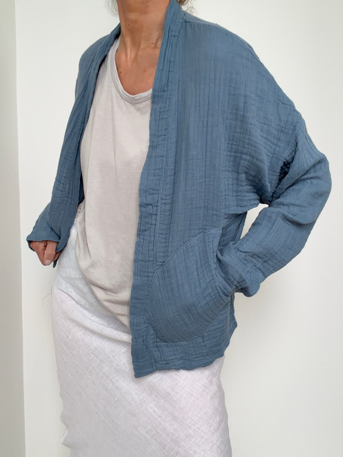 Gauze Kimono Sky