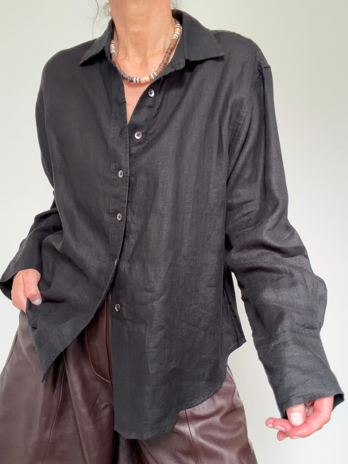 Linen Oversized Shirt Black