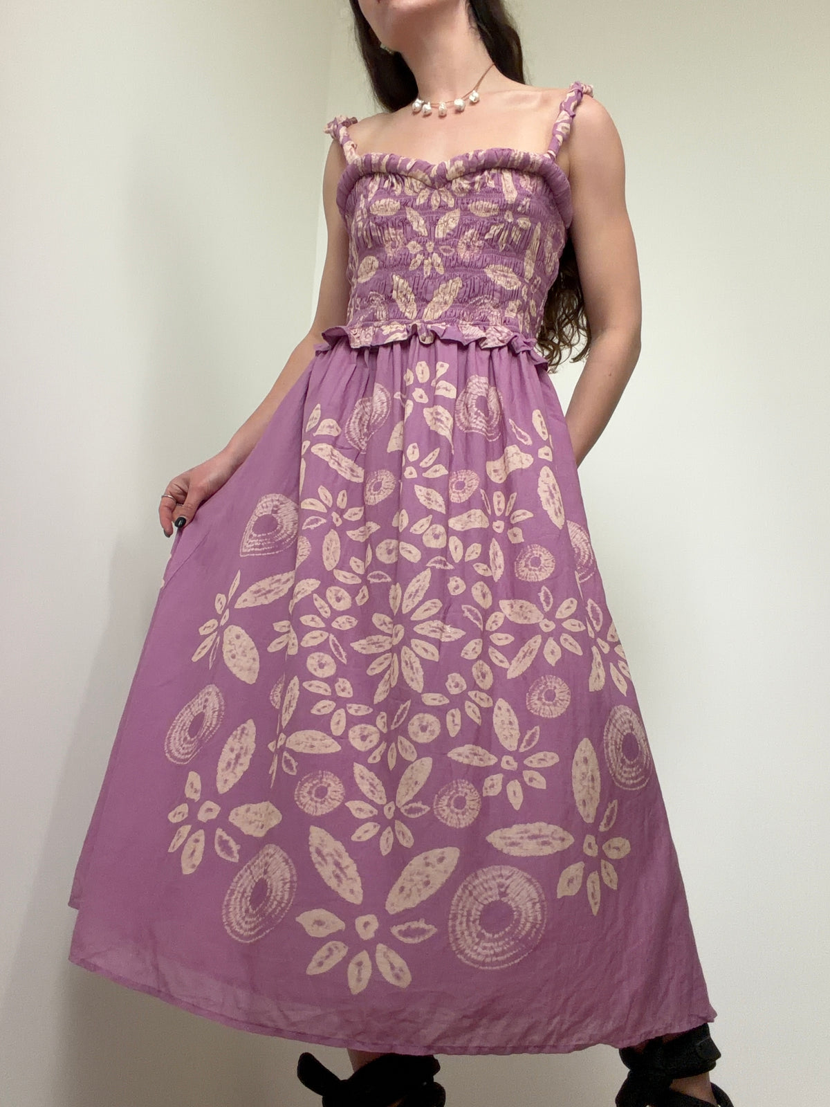 Lilac Batik Midi Dress