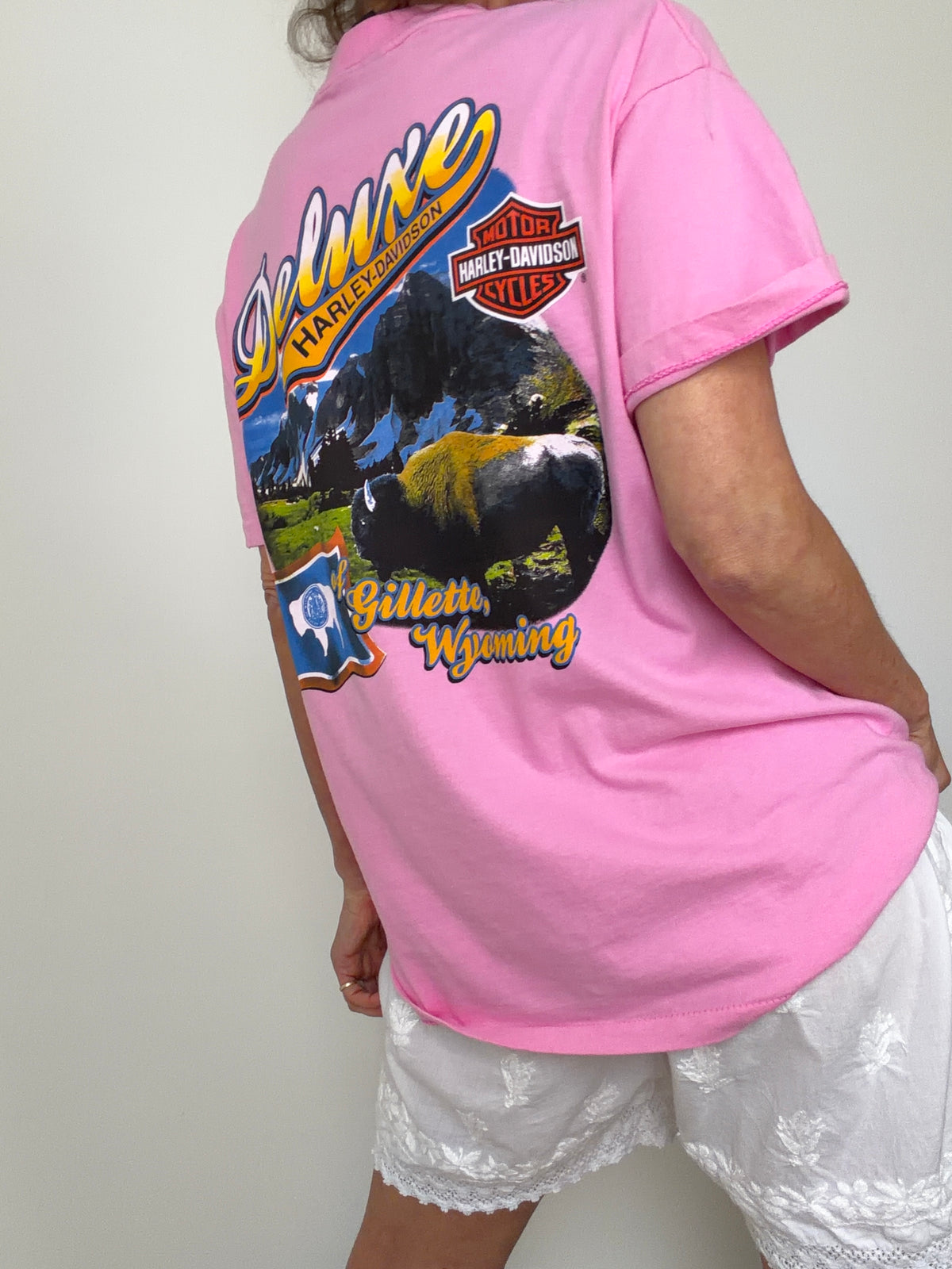 Vintage Style Pink Harley Tee