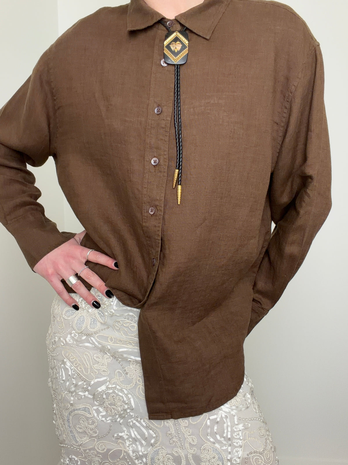 Linen Oversized Shirt Tobacco