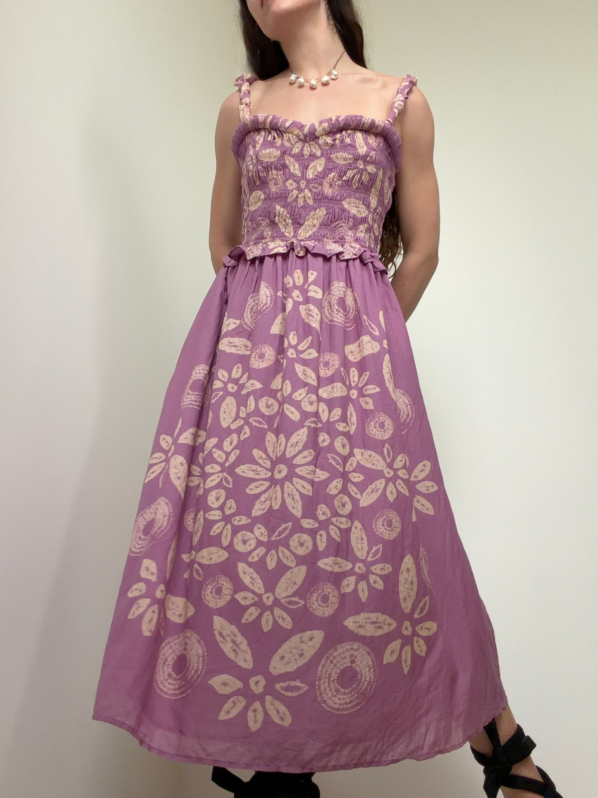 Lilac Batik Midi Dress