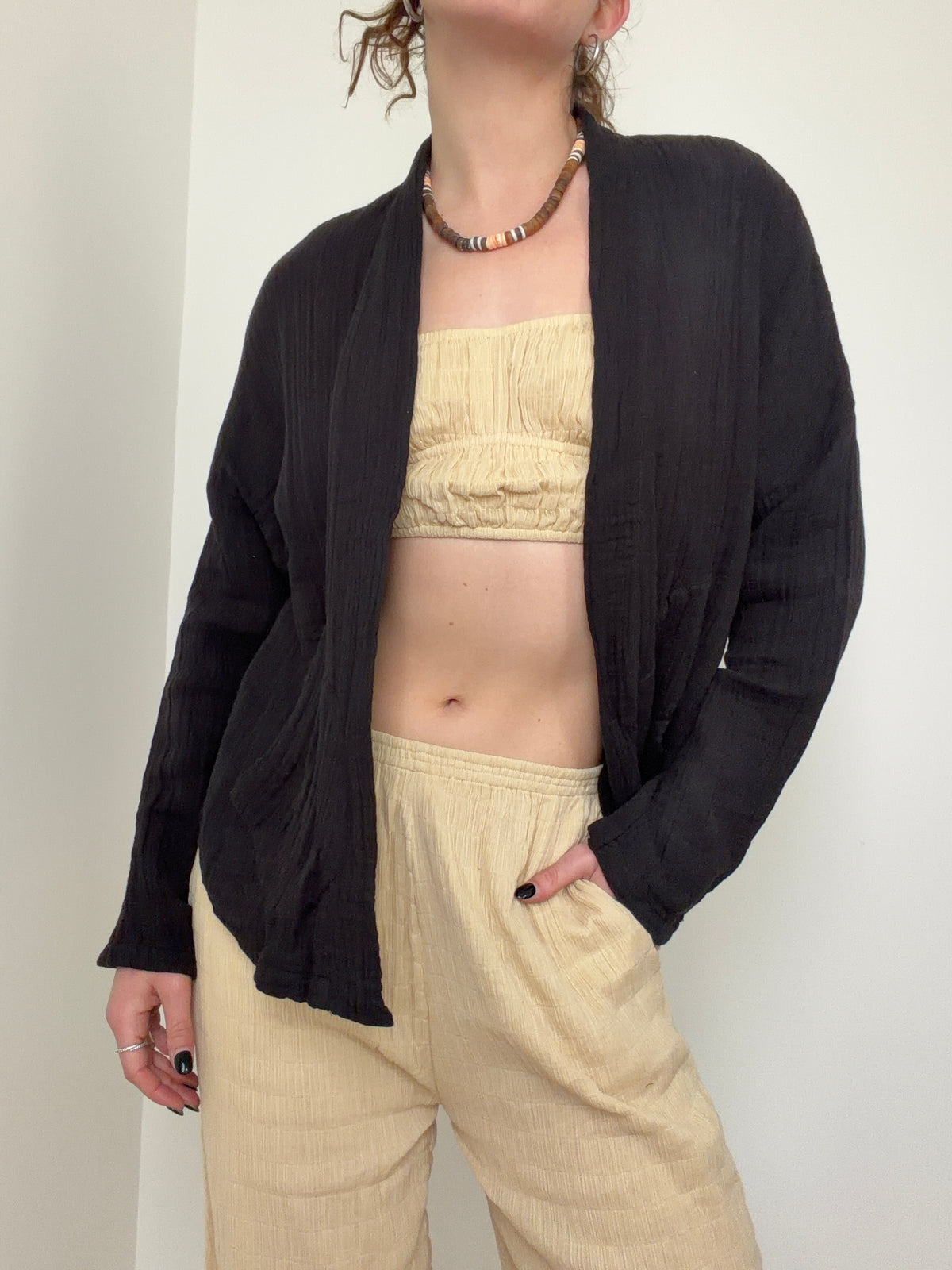 Gauze Kimono Black