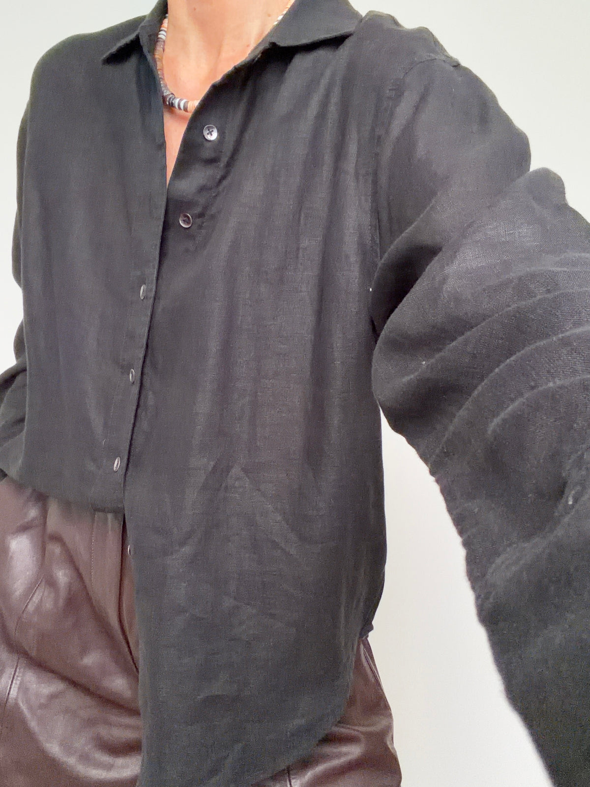 Linen Oversized Shirt Black