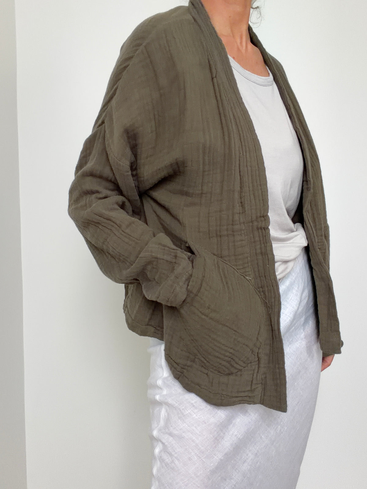 Gauze Kimono Kahki