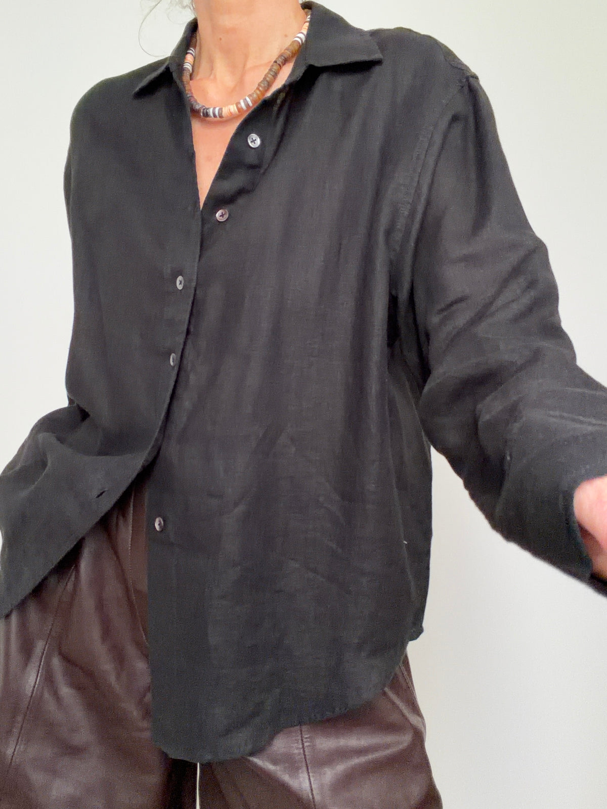 Linen Oversized Shirt Black