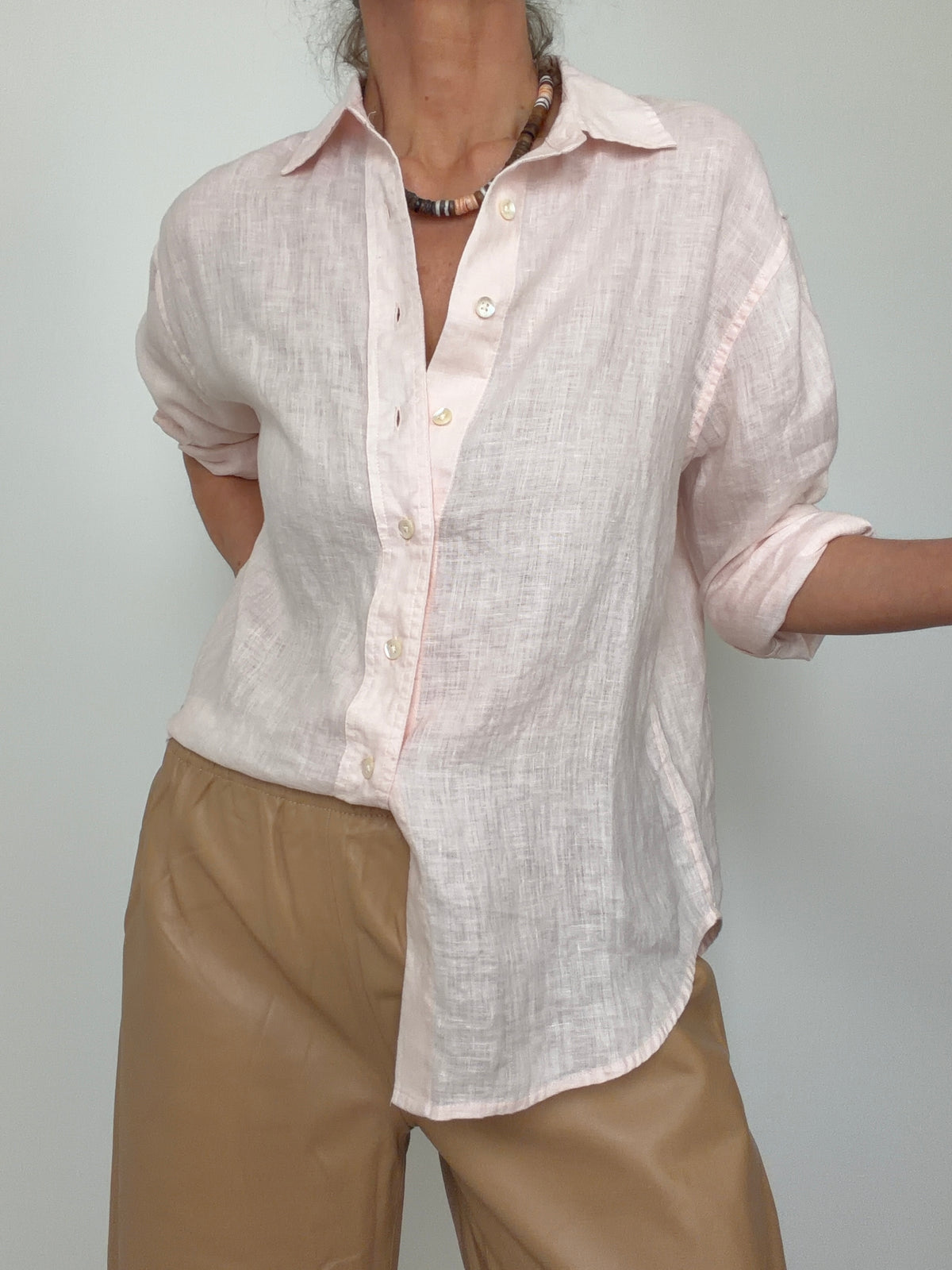 Linen Oversized Shirt Rose Quartz