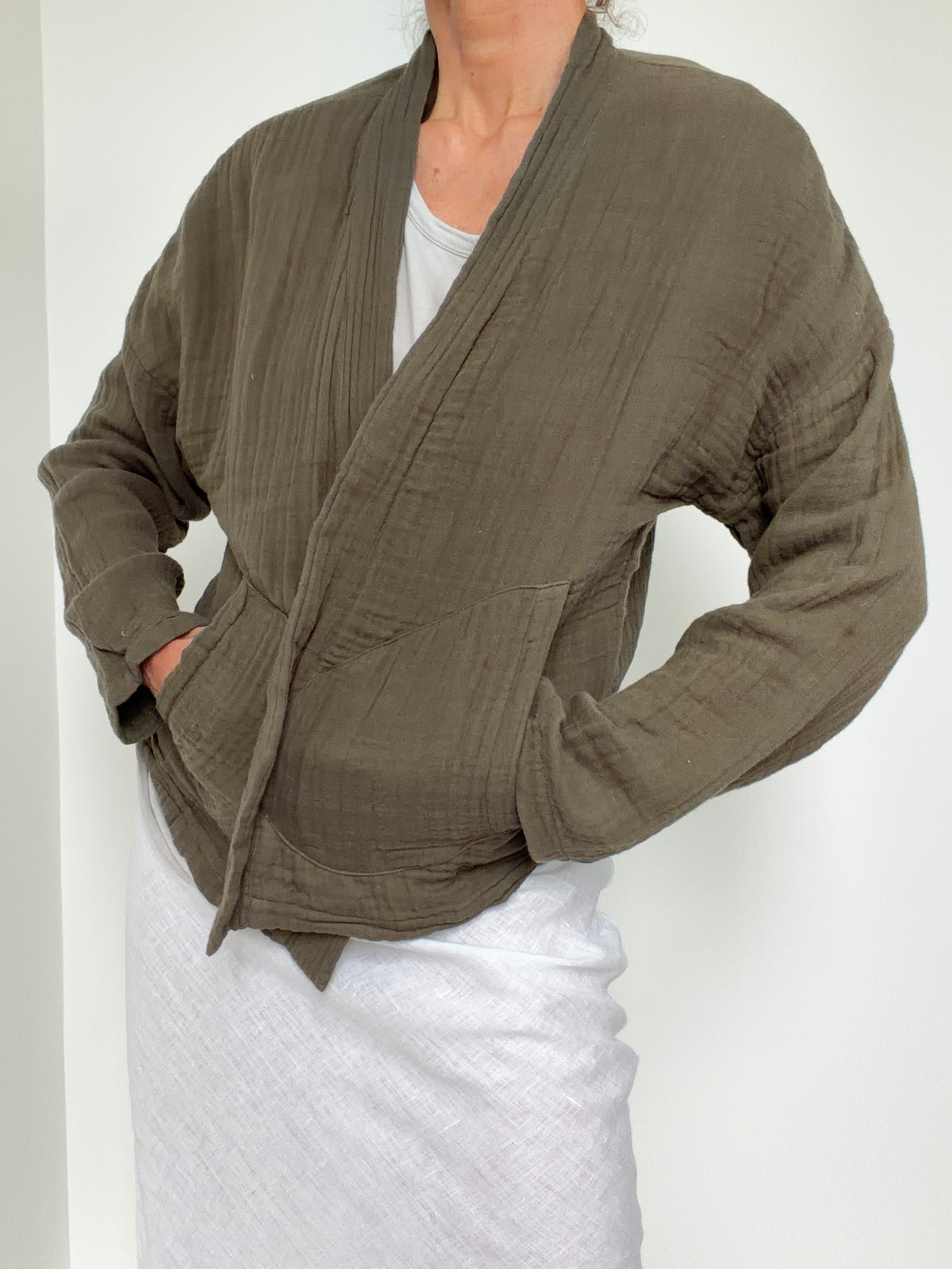 Gauze Kimono Kahki