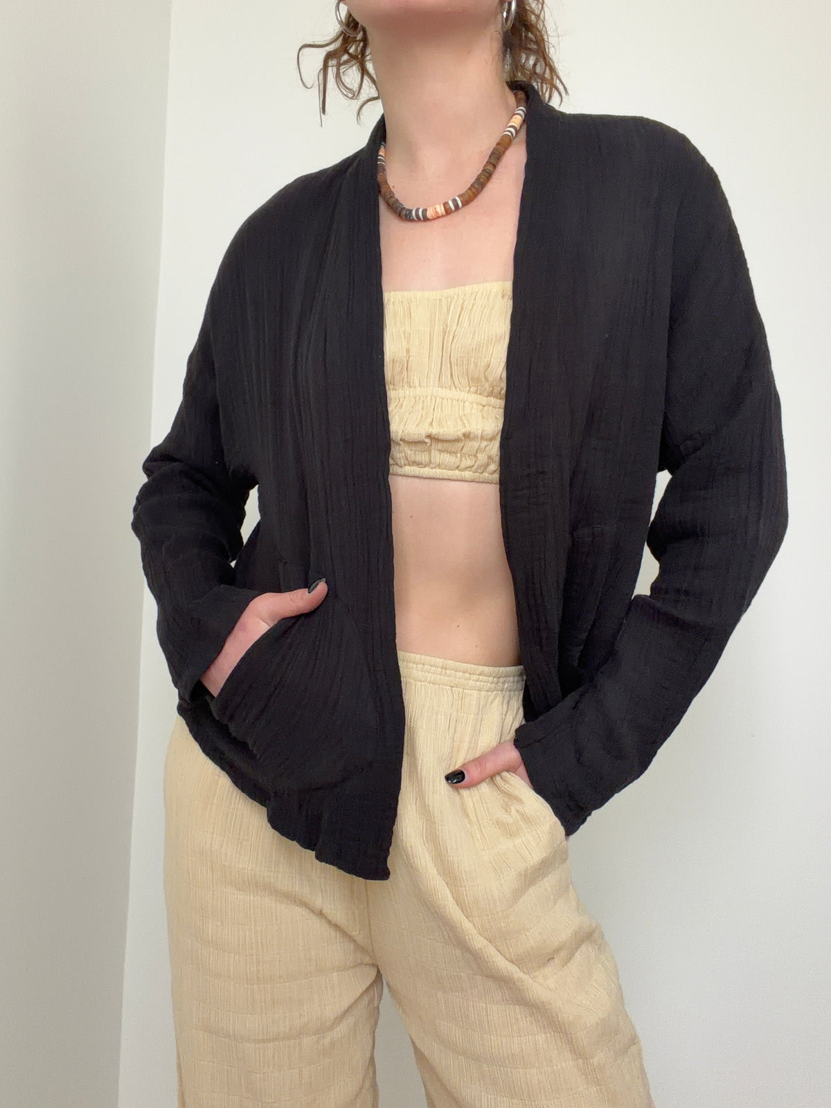 Gauze Kimono Black