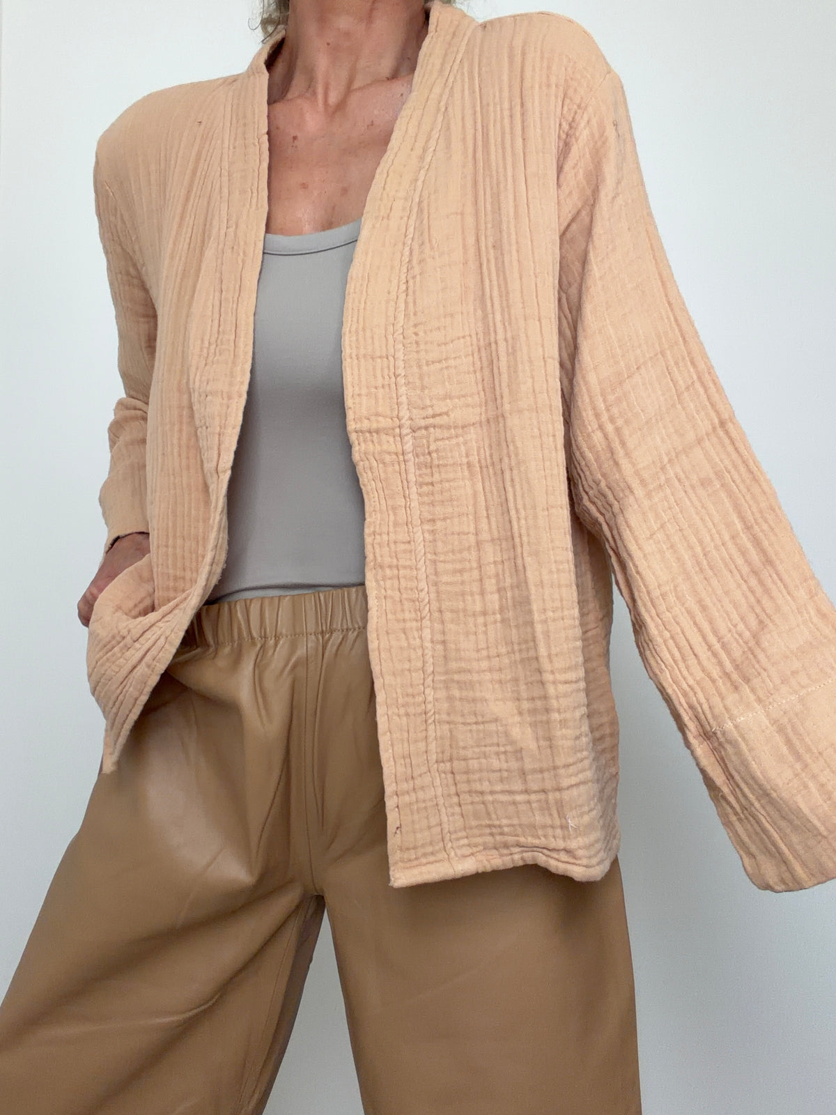 Gauze Kimono Sand