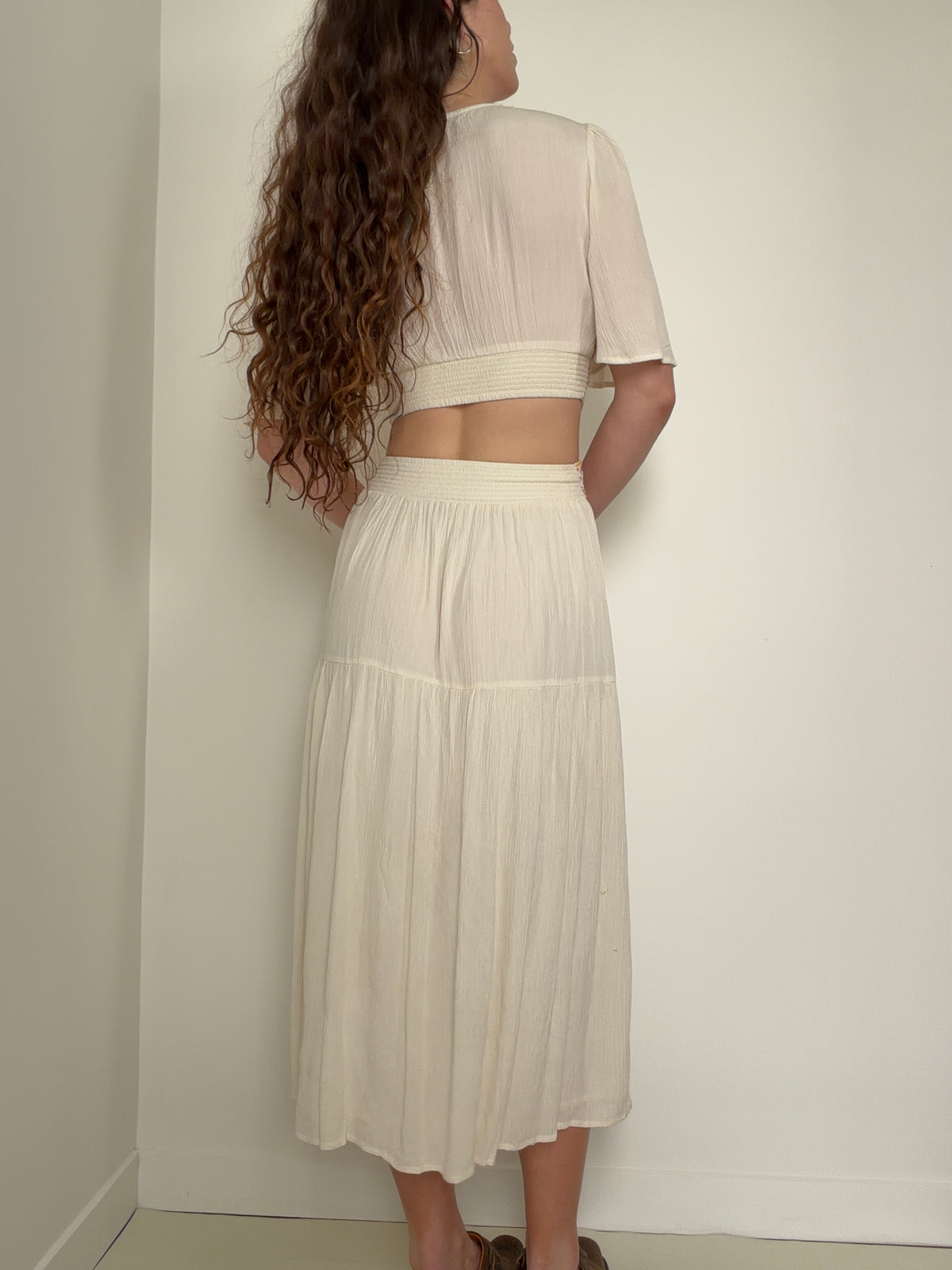 Ivory Embroidered Cutout Maxi