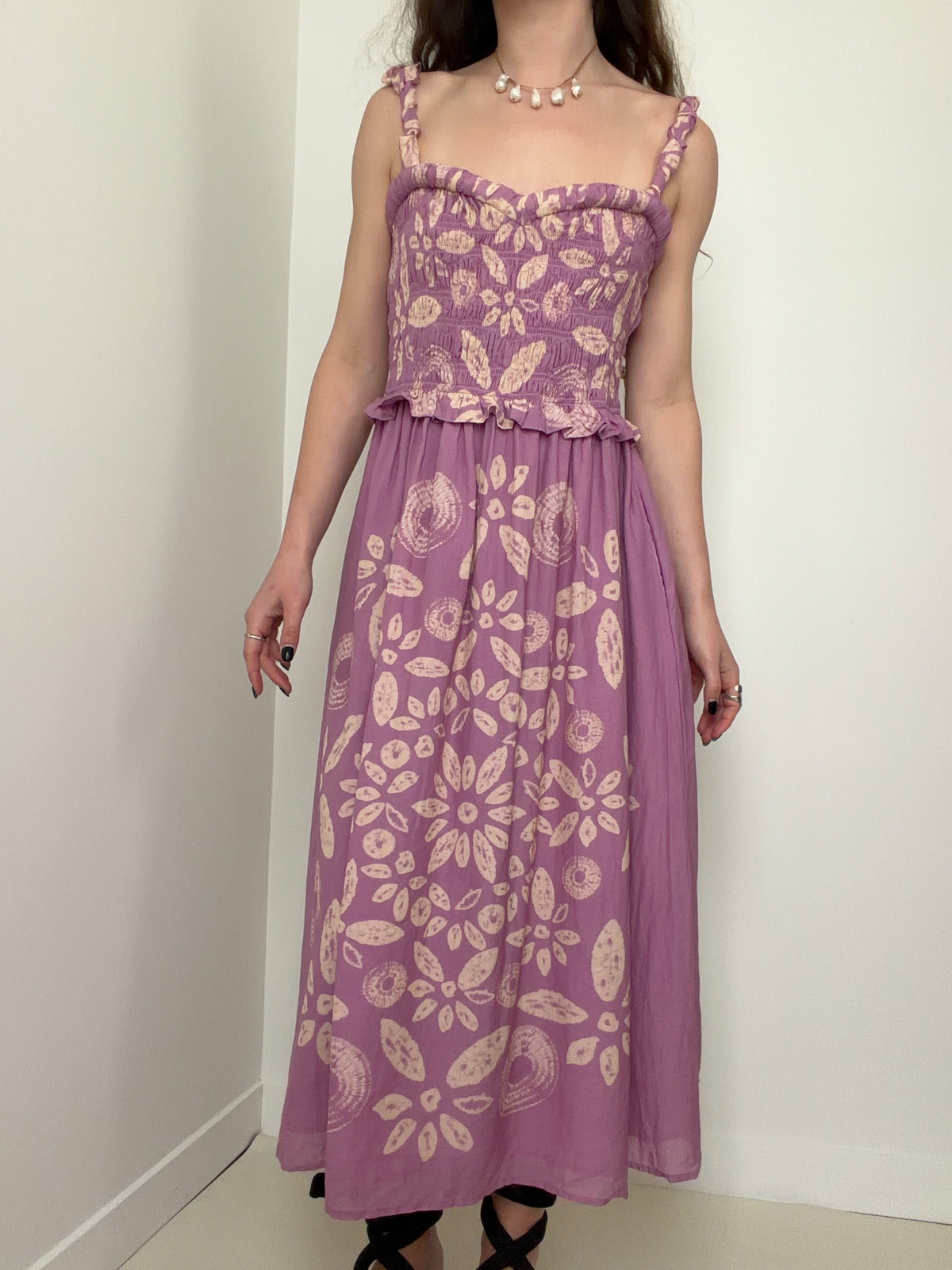 Lilac Batik Midi Dress