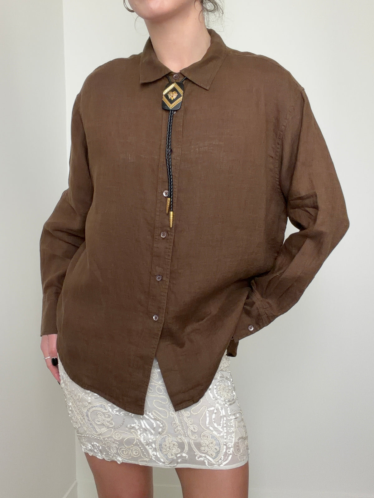 Linen Oversized Shirt Tobacco